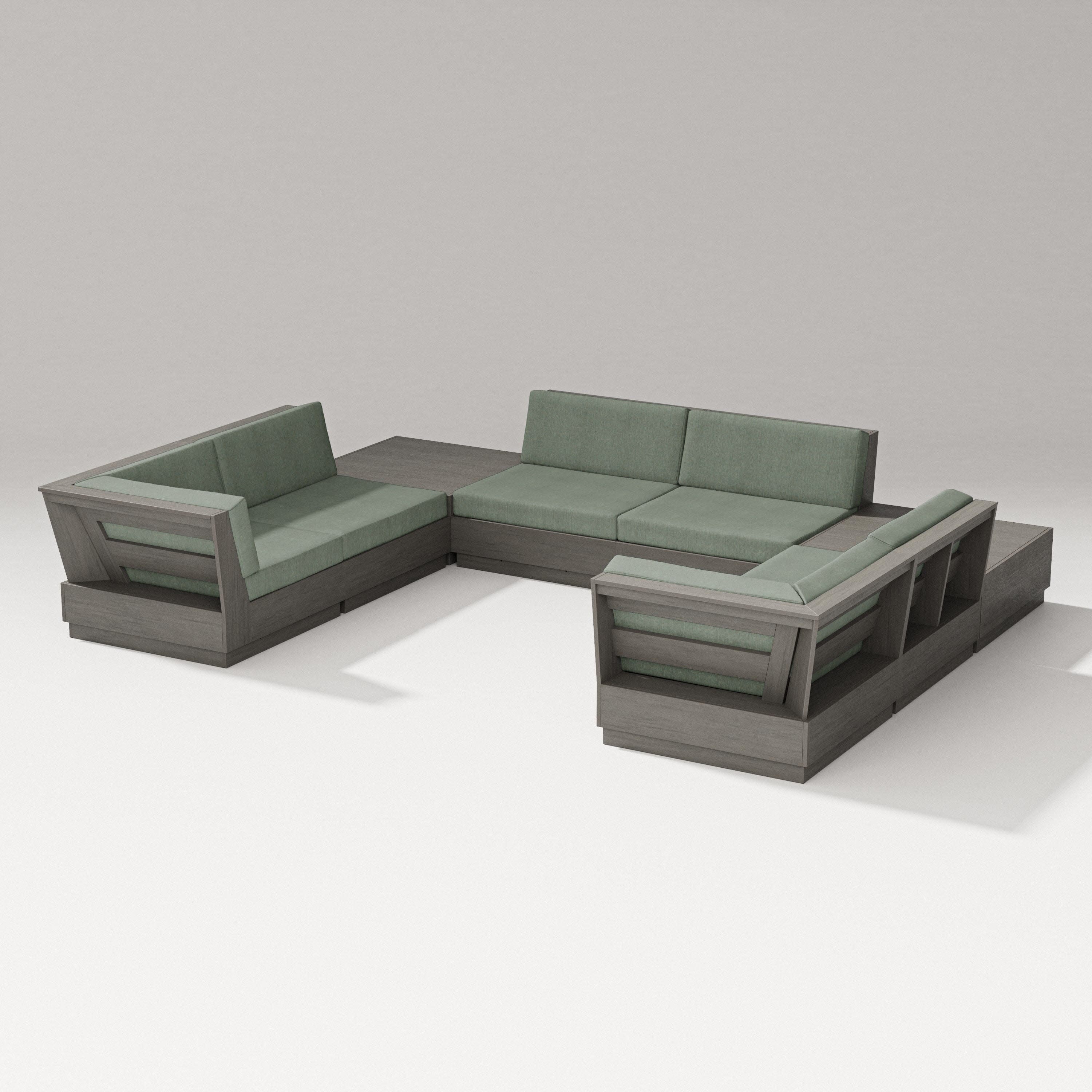 Elevate 8-Piece U-Shaped Sectional in Driftwood / Cast Sage