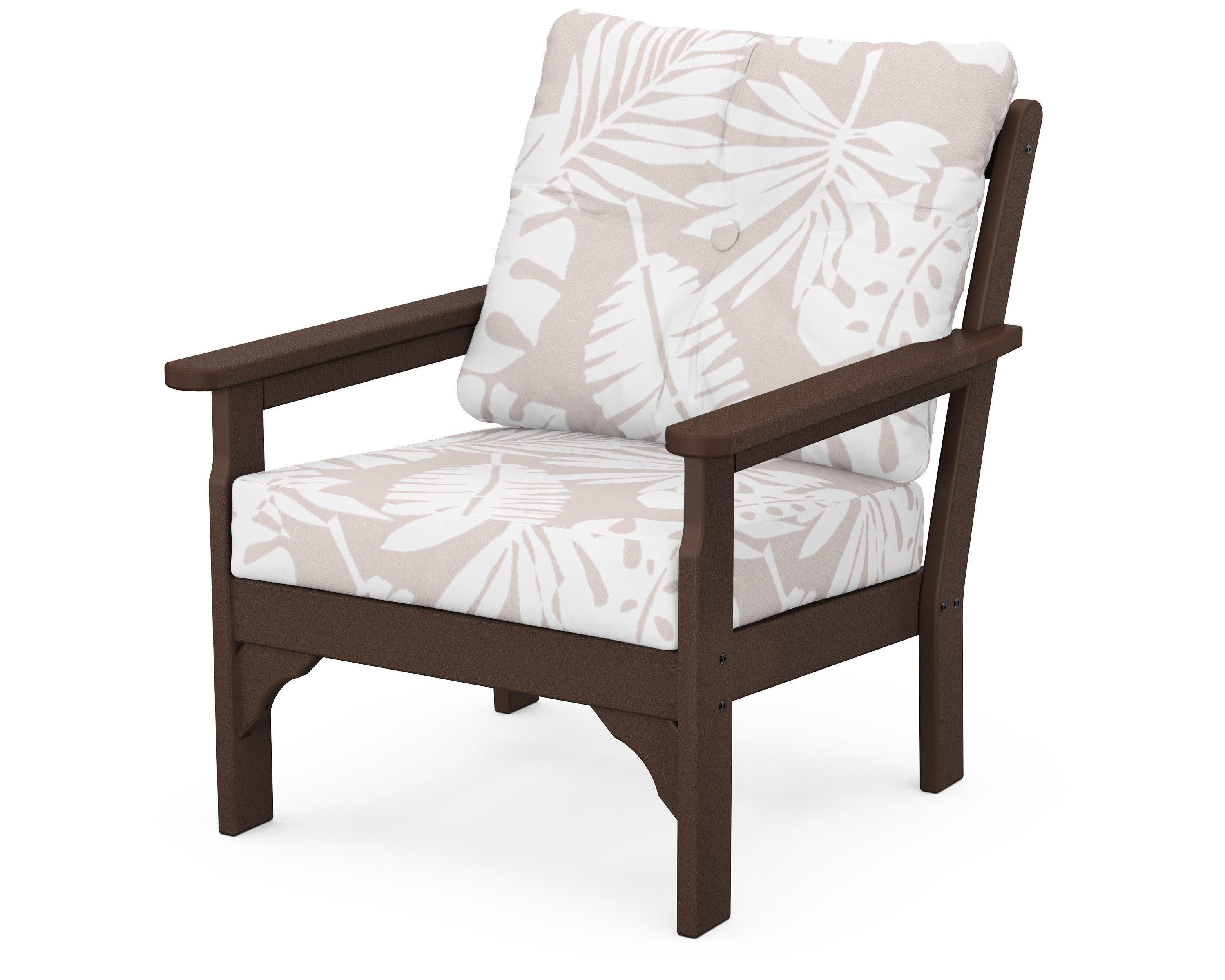 Vineyard Deep Seating Chair in Mahogany / Leaf Dune Burlap