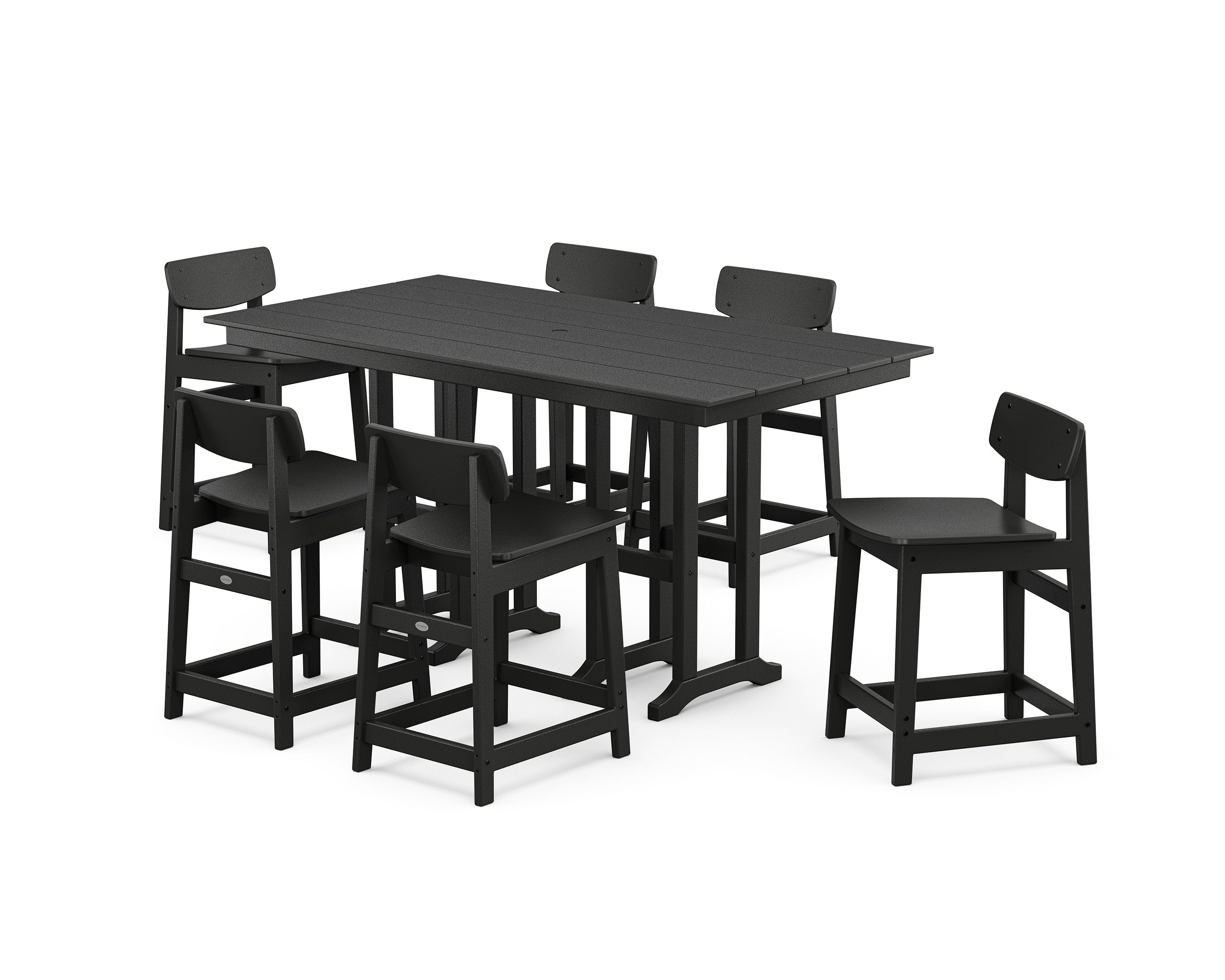 Modern Studio Urban Lowback Counter Chair 7-Piece Set in Black