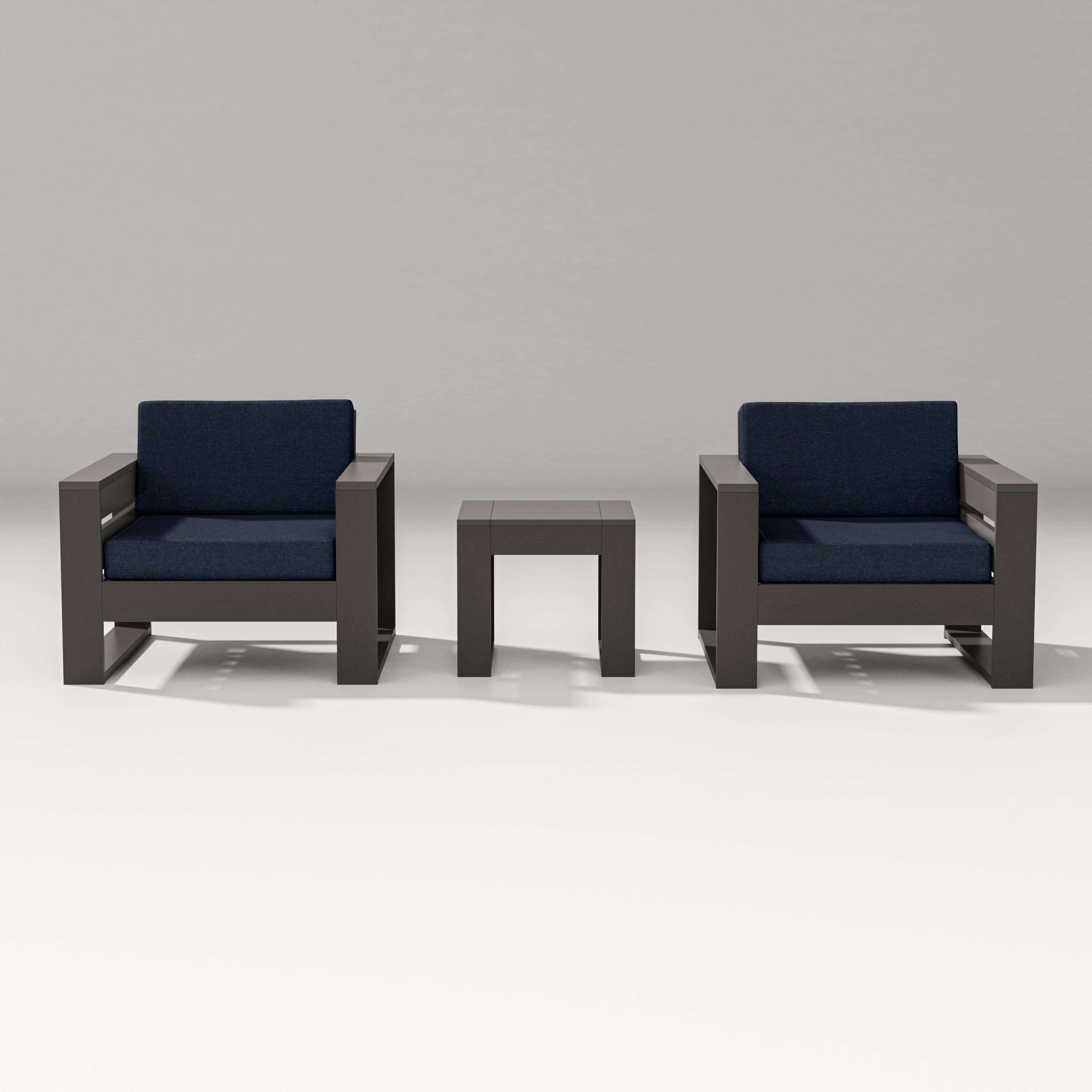 Latitude 3-Piece Lounge Chair Set in Vintage Coffee / Marine Indigo