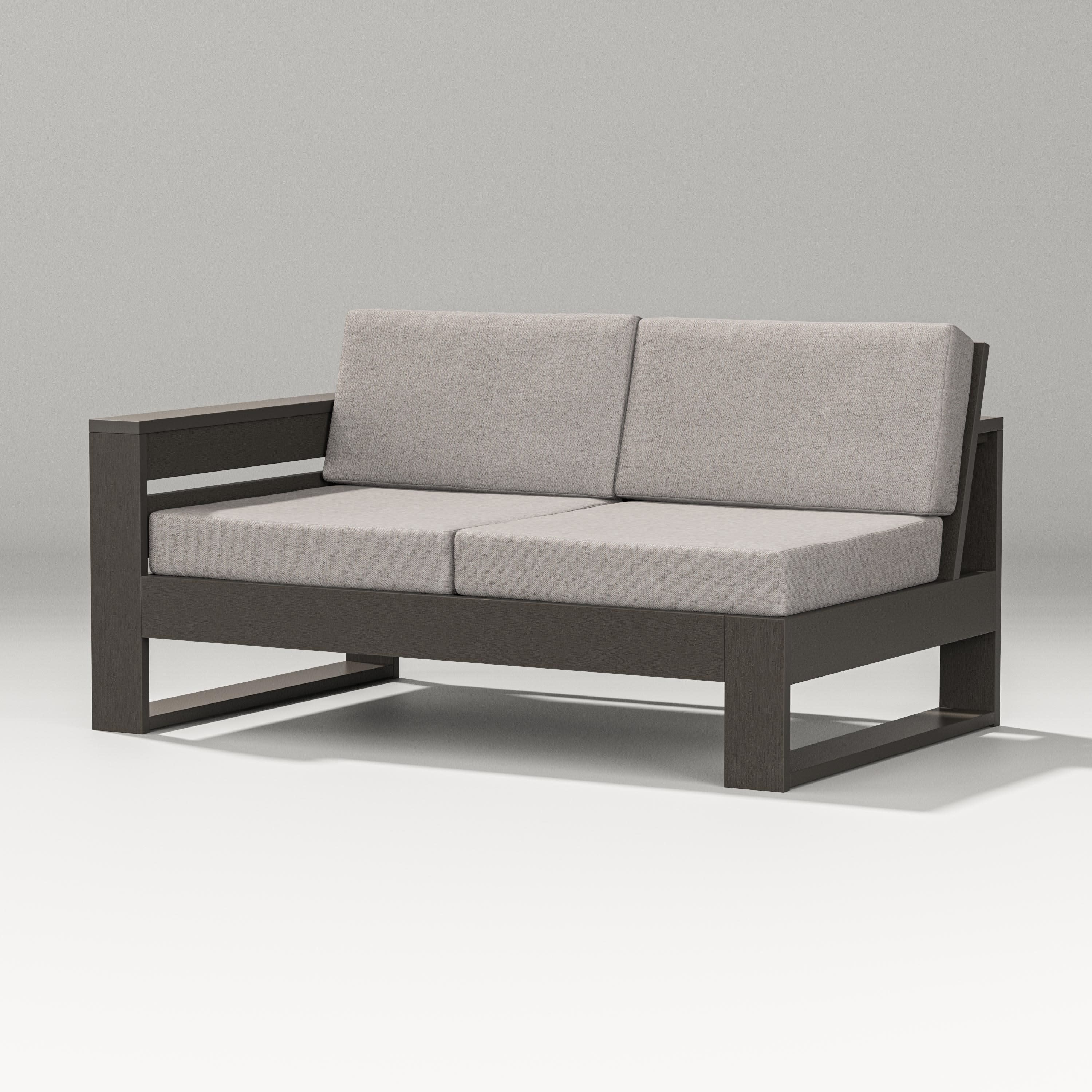 Latitude Modular Left Arm Loveseat in Vintage Coffee / Weathered Tweed