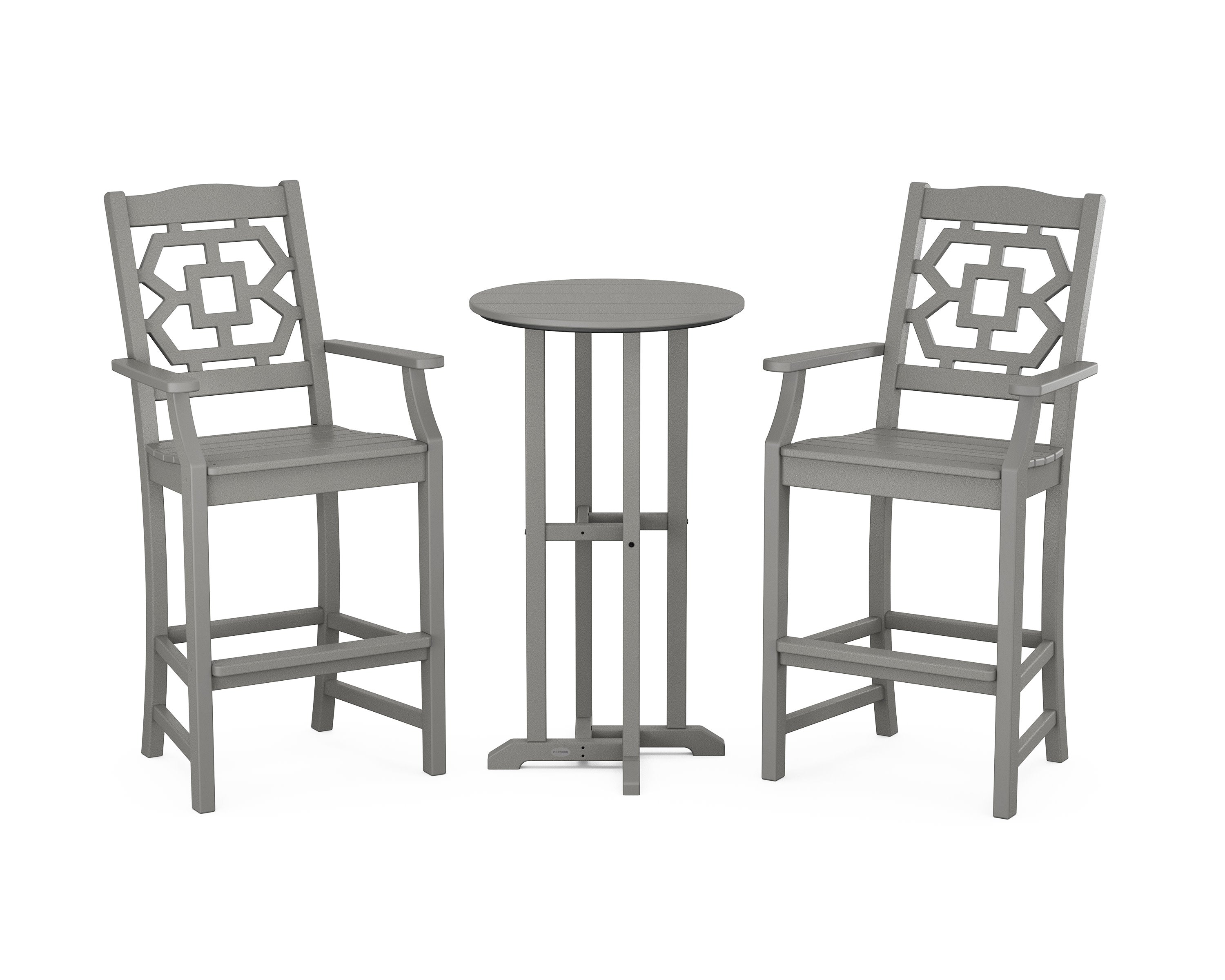 Chinoiserie 3-Piece Farmhouse Bar Set in Slate Grey