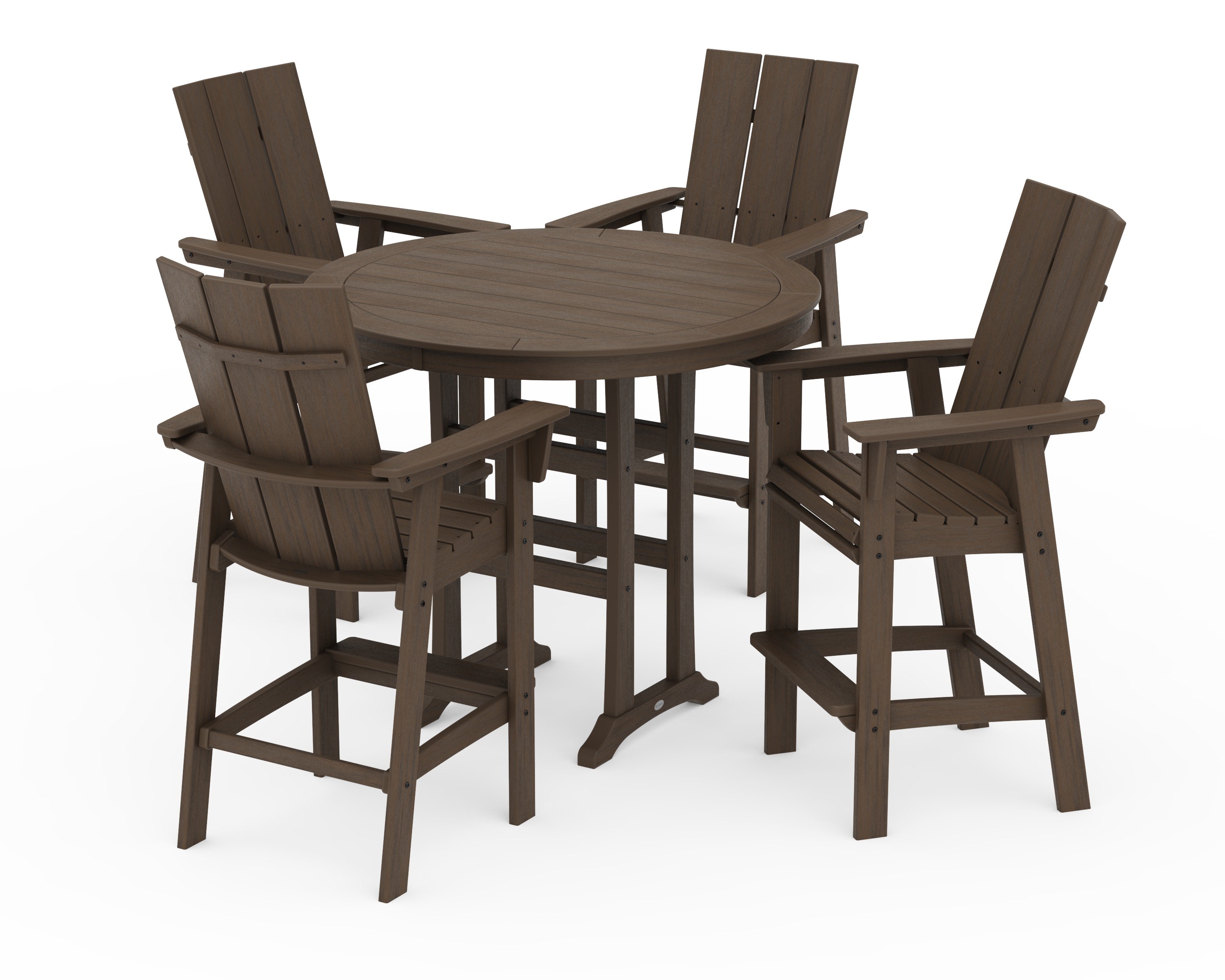 Modern Curveback Adirondack 5-Piece Nautical Trestle Bar Set in Kona