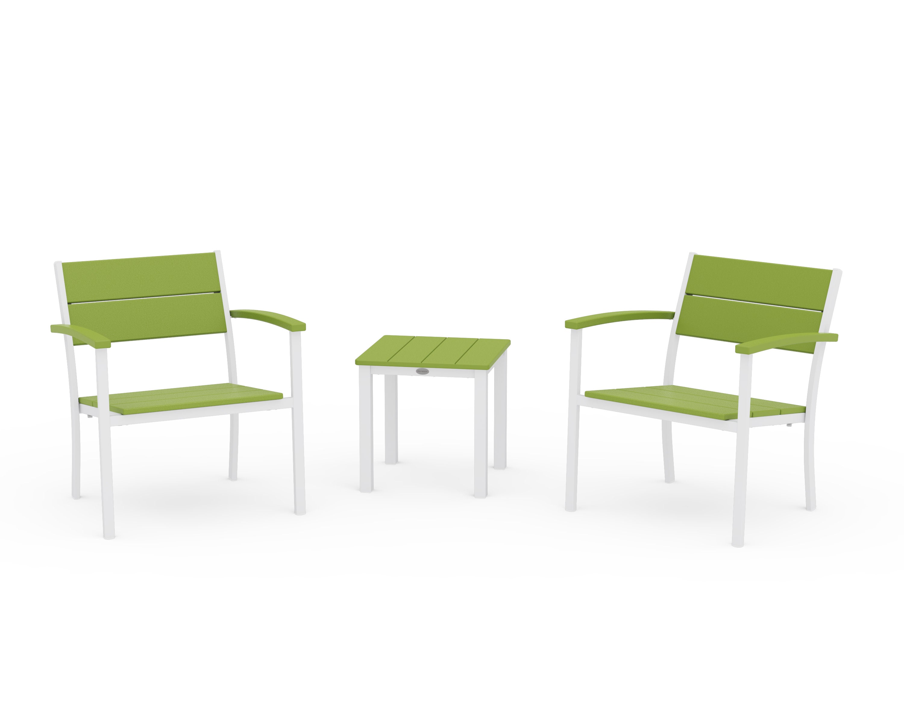 Main Street 3-Piece Lounge Chair Set in White / Lime