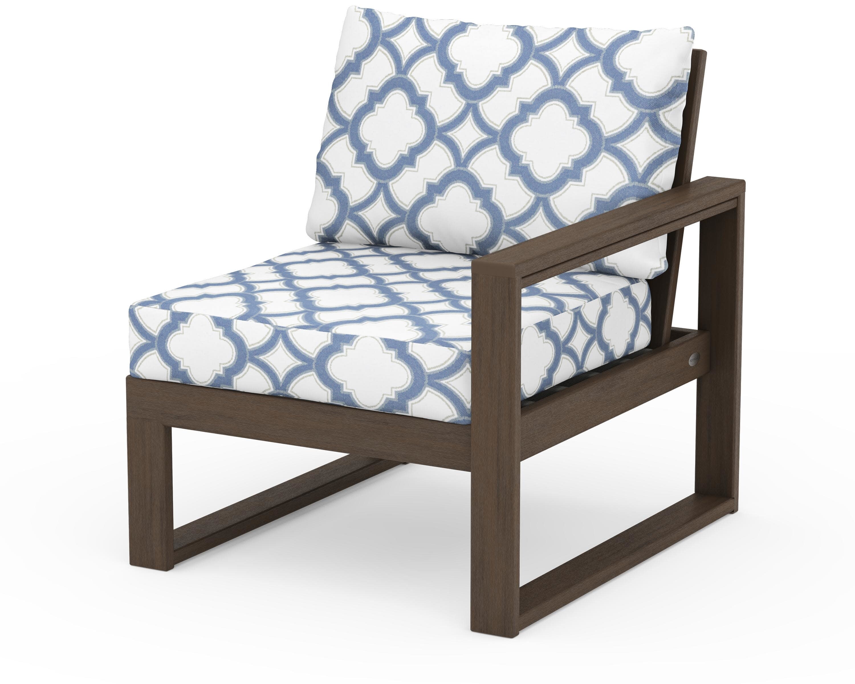 EDGE Modular Right Arm Chair in Kona / Trellis Sky Blue