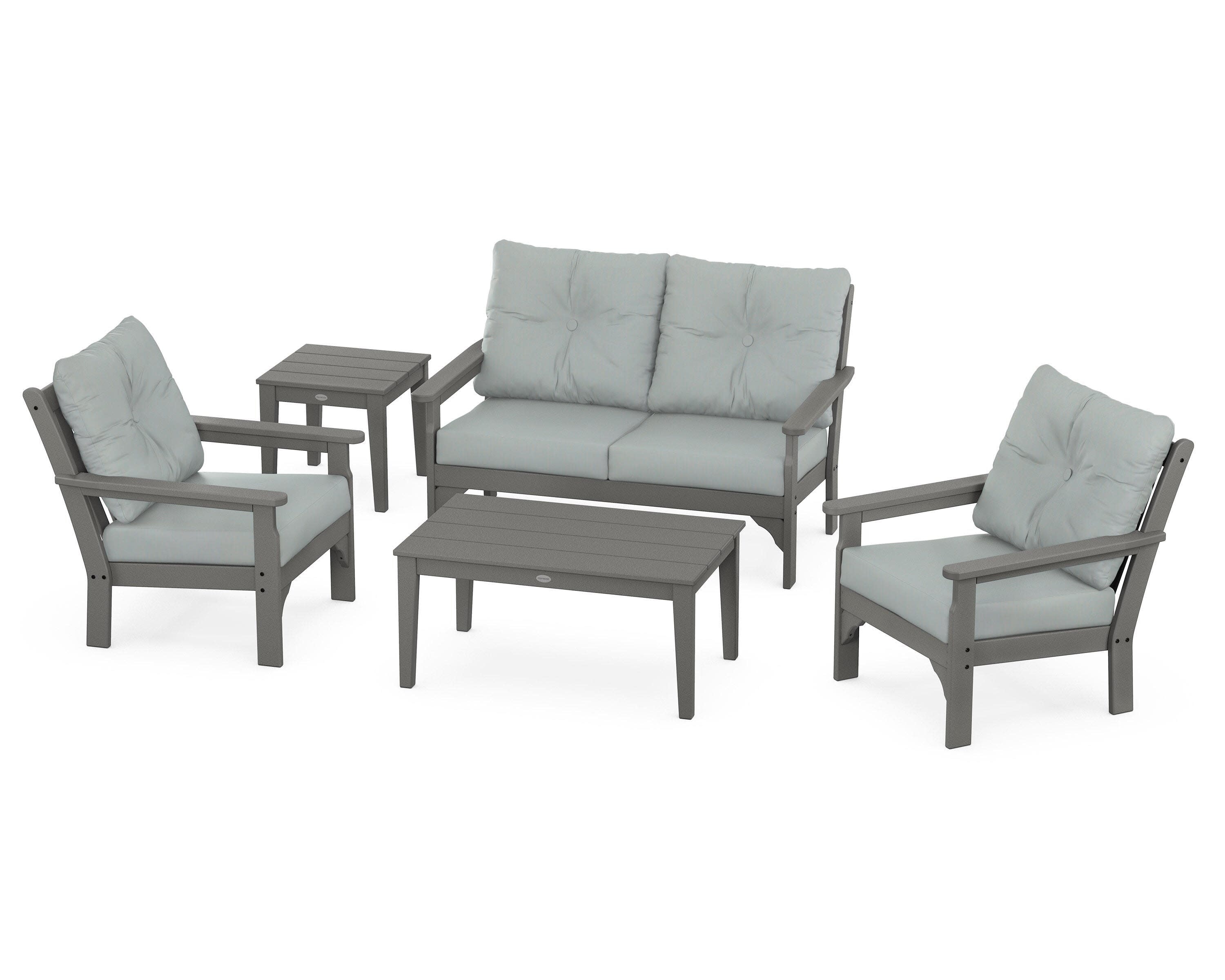 Vineyard 5-Piece Deep Seating Set in Slate Grey / Spa