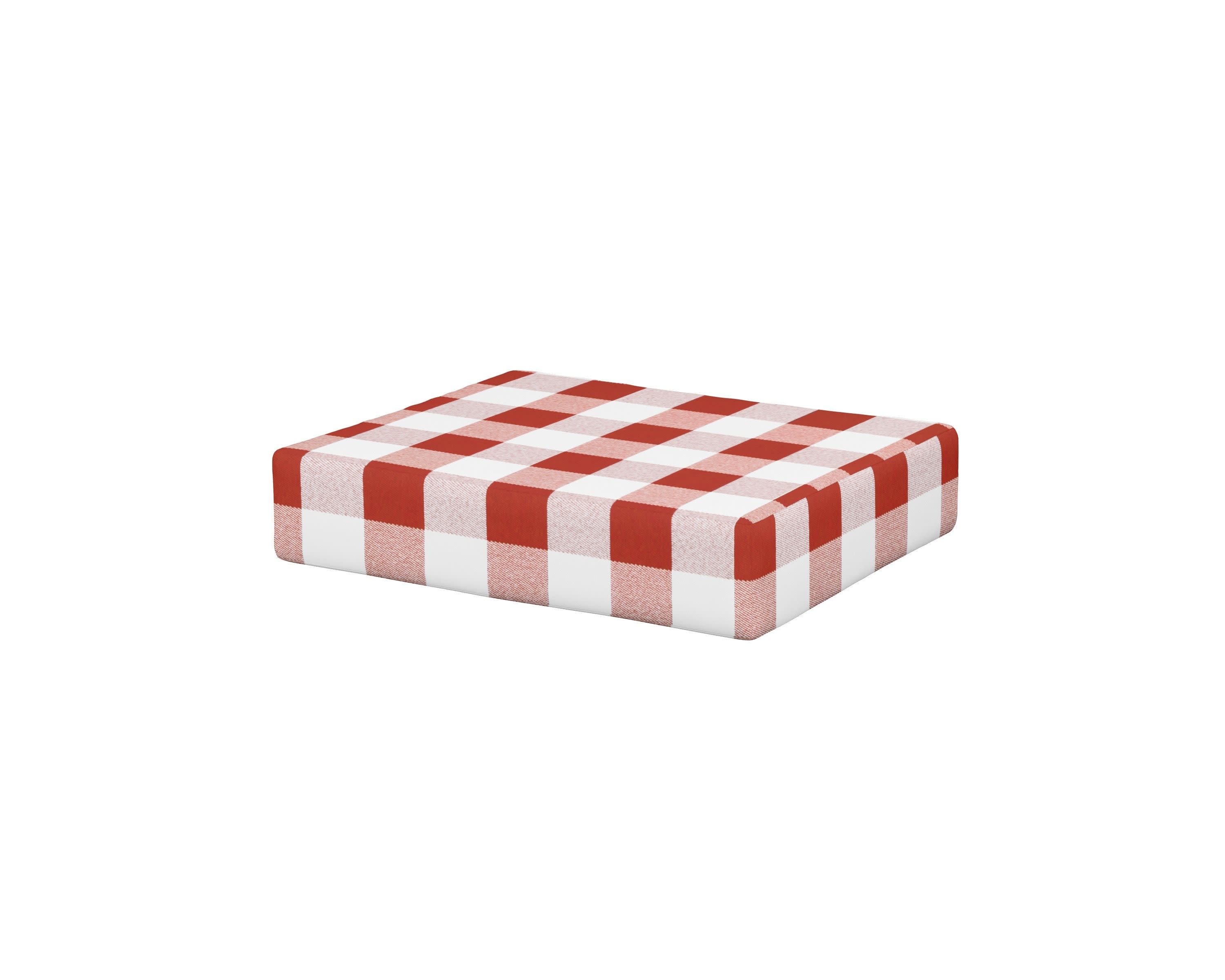 Acadia Ottoman Cushion in Buffalo Plaid Crimson