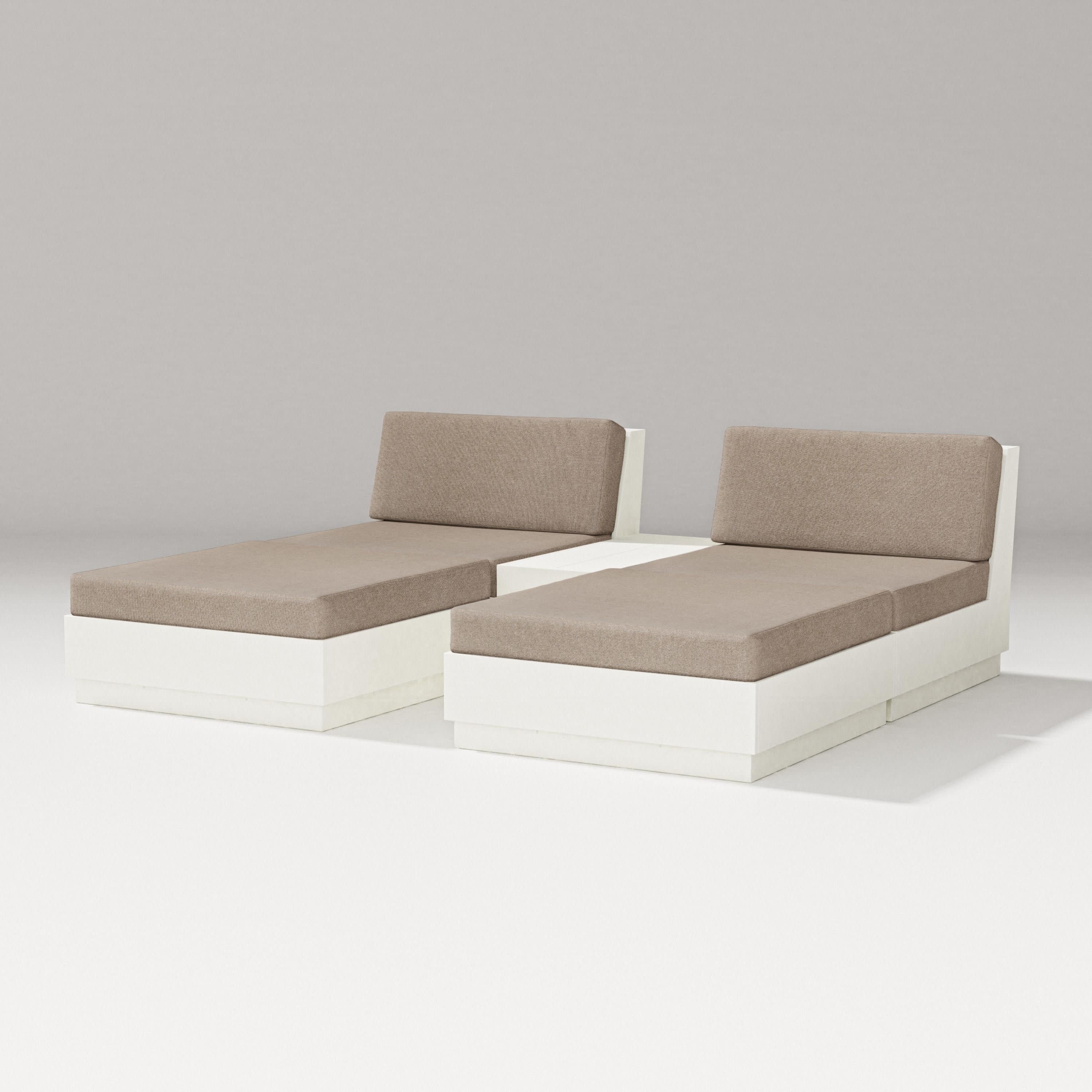 Elevate Double Chaise Set in Vintage White / Spiced Burlap