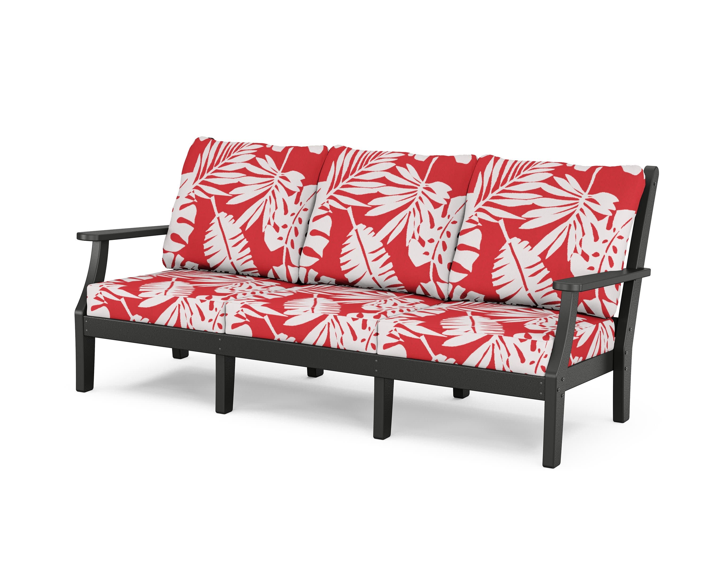 Wovendale Deep Seating Sofa in Black / Leaf Crimson