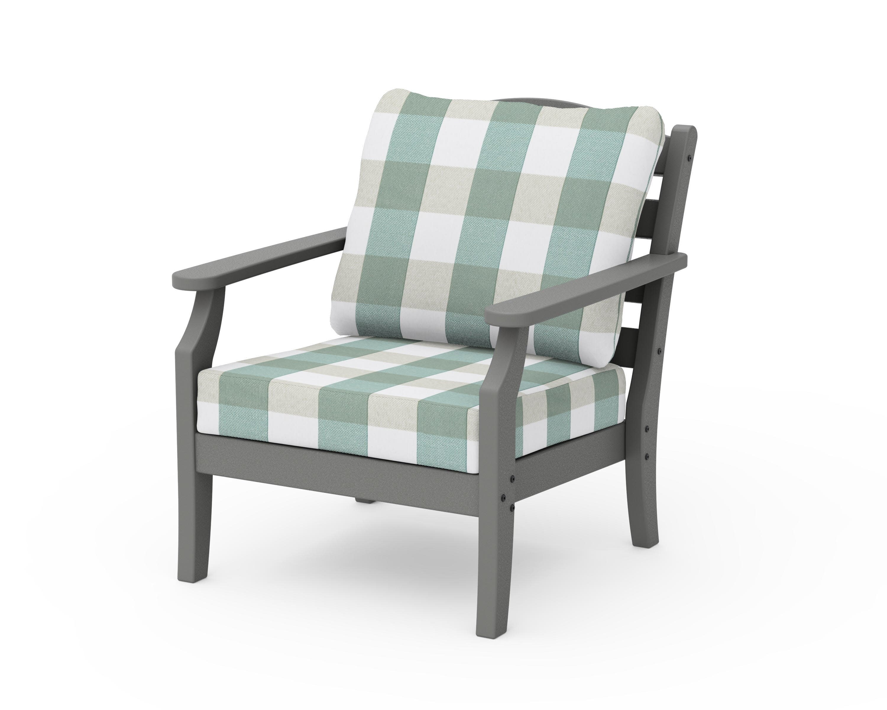 Savannah Deep Seating Chair in Slate Grey / Buffalo Plaid Glacier Spa