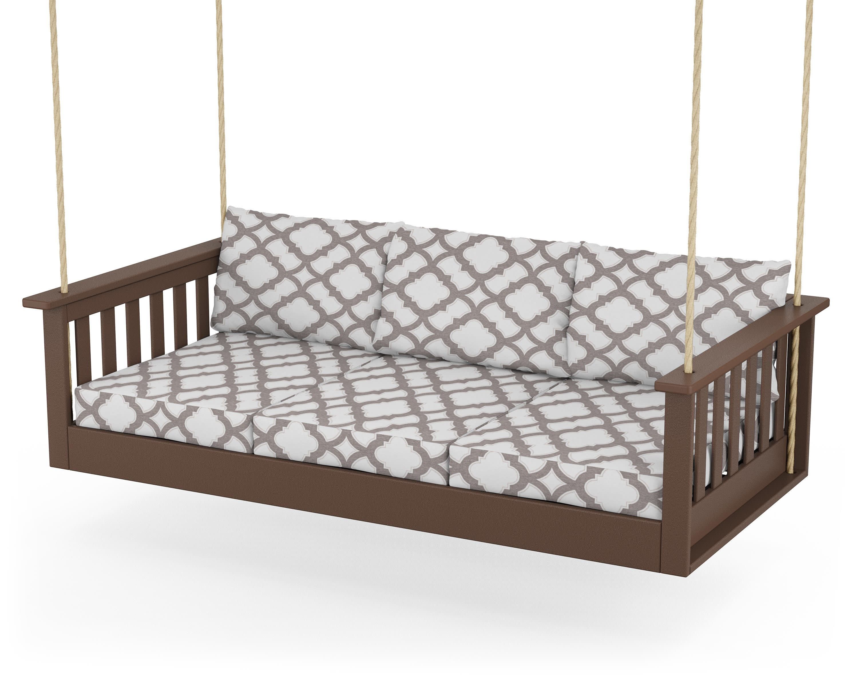 Vineyard Daybed Swing in Mahogany / Trellis Grey Mist