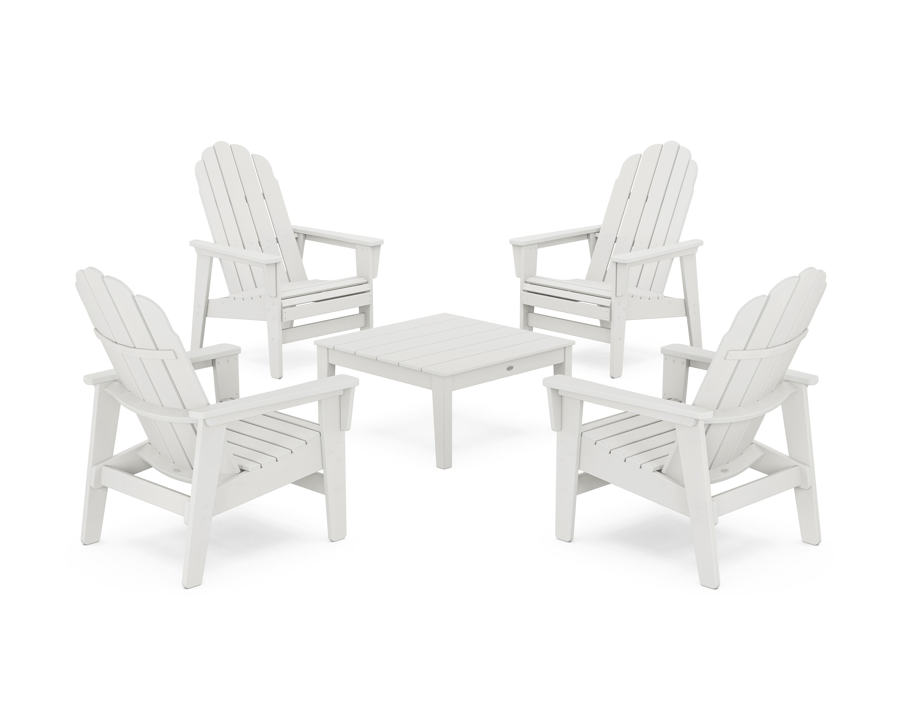 5-Piece Vineyard Grand Upright Adirondack Chair Conversation Group in Vintage White