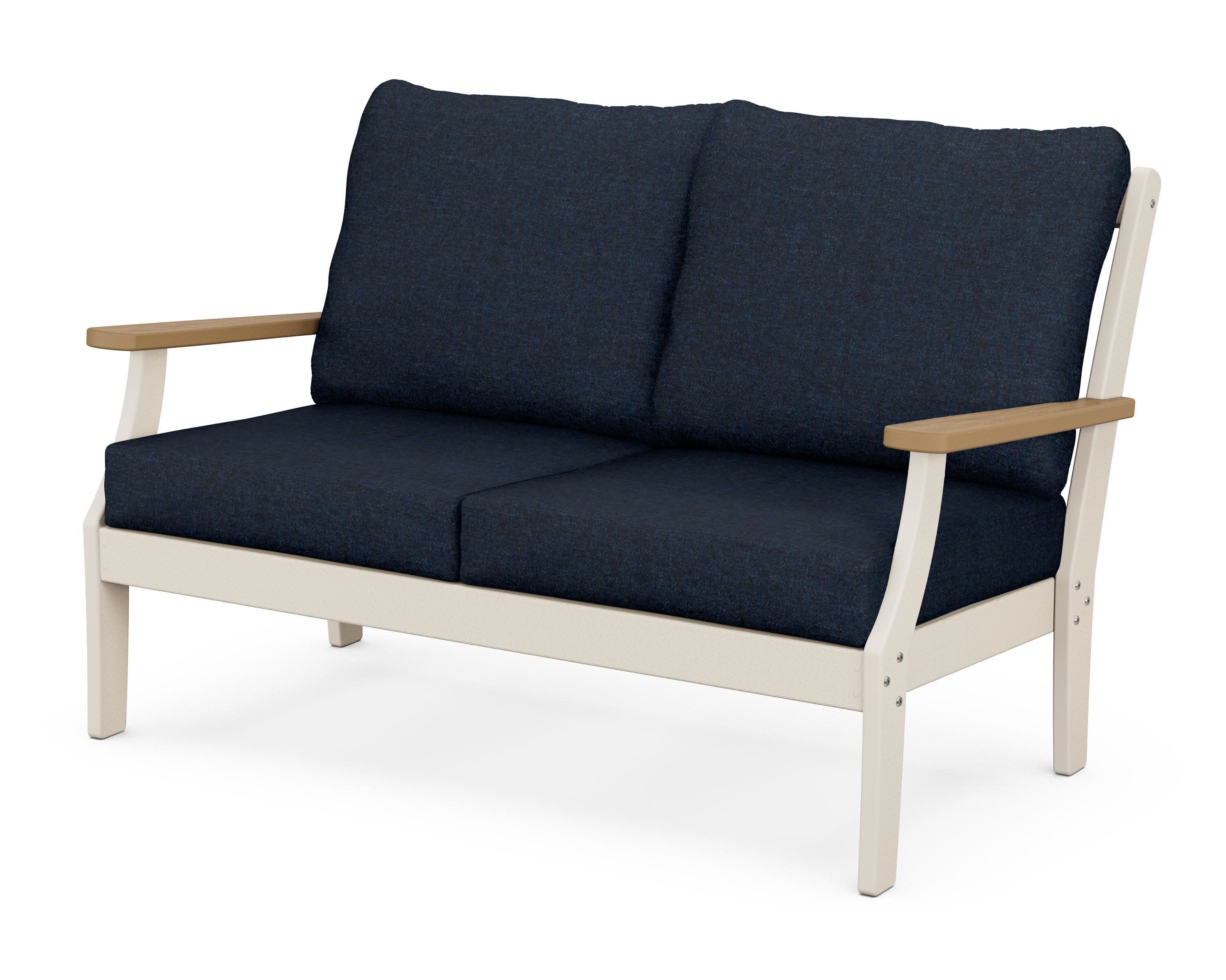 Braxton Deep Seating Loveseat in Sand / Natural / Marine Indigo