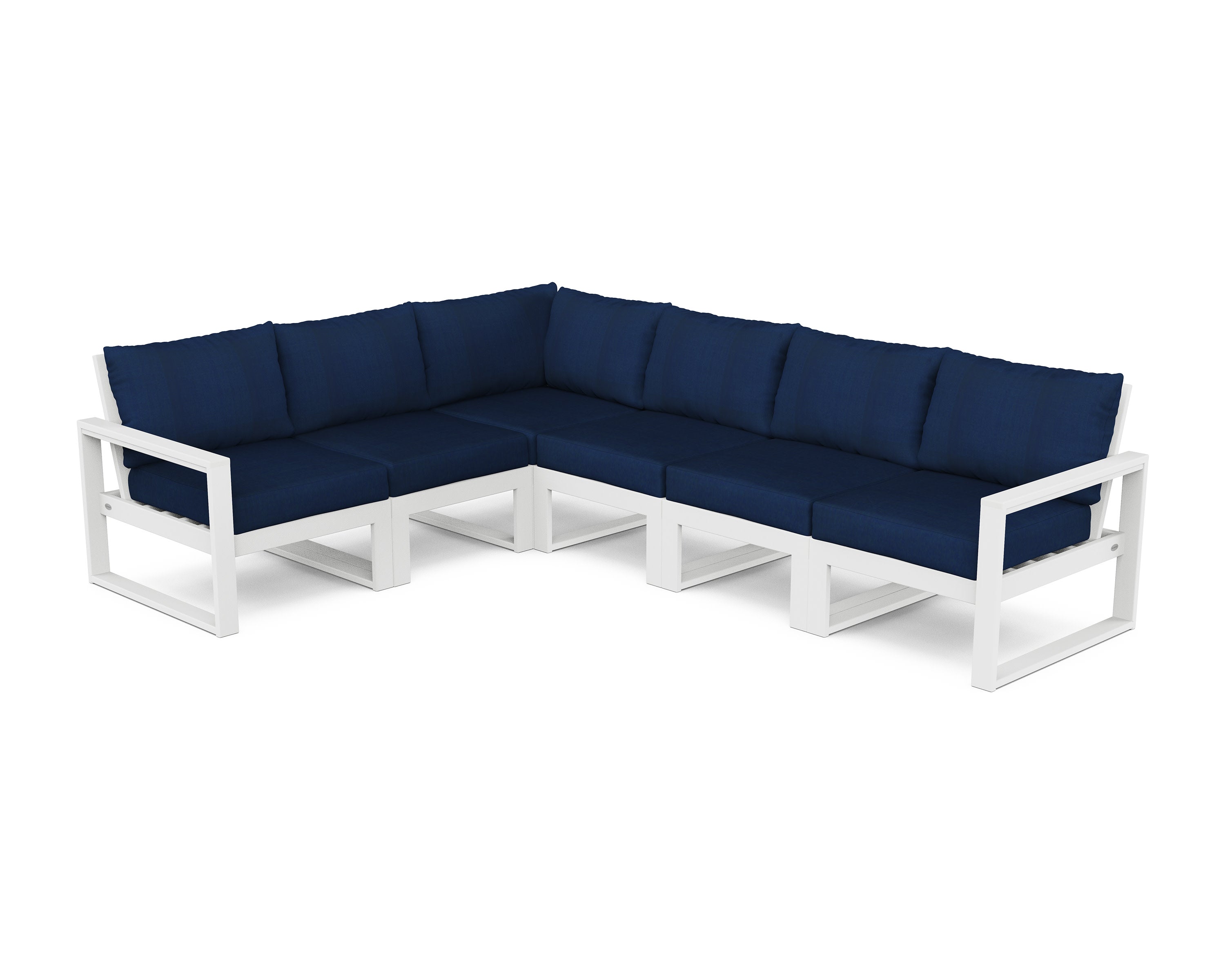 EDGE 6-Piece Modular Deep Seating Set in White / Navy