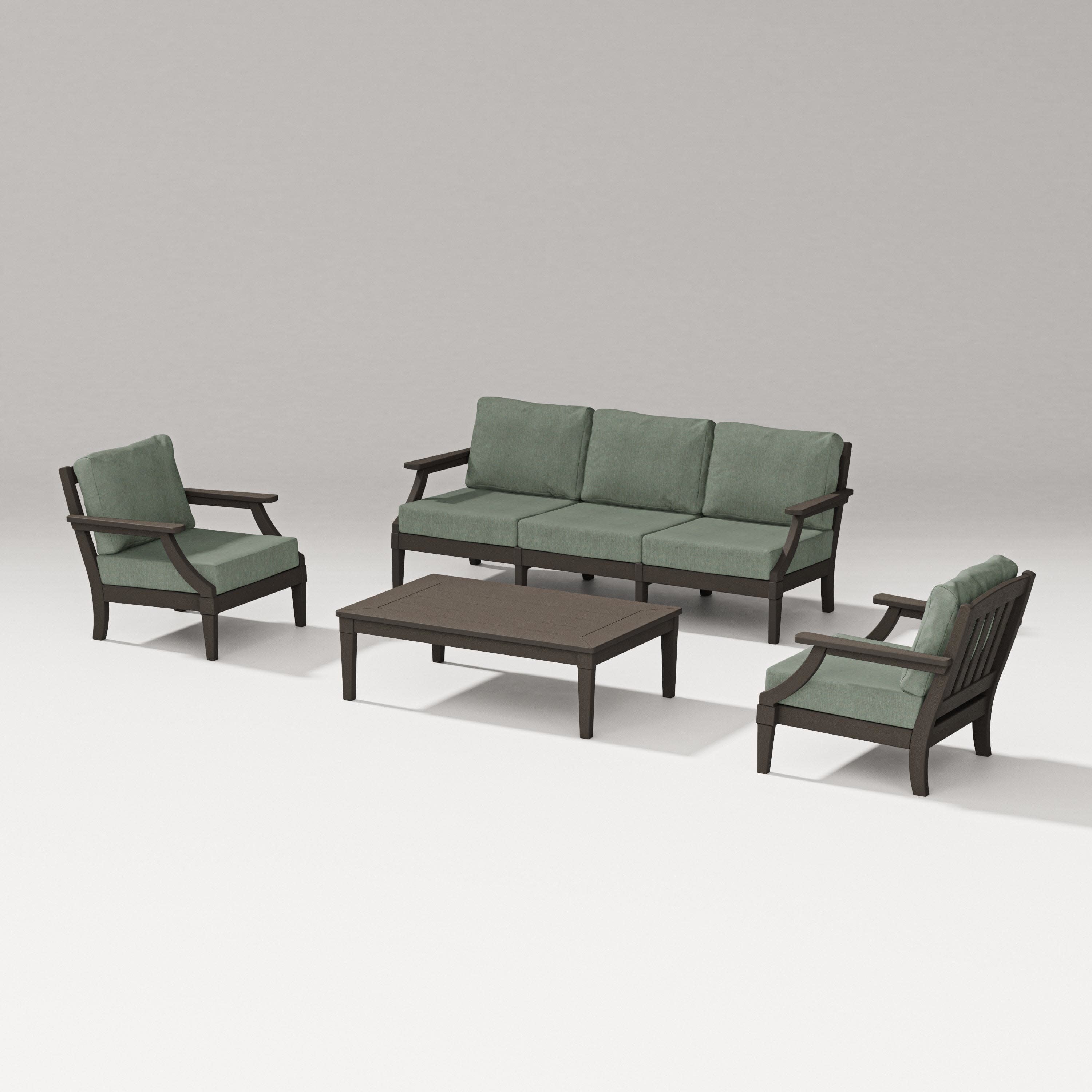 Estate 4-Piece Lounge Sofa Set in Vintage Coffee / Cast Sage