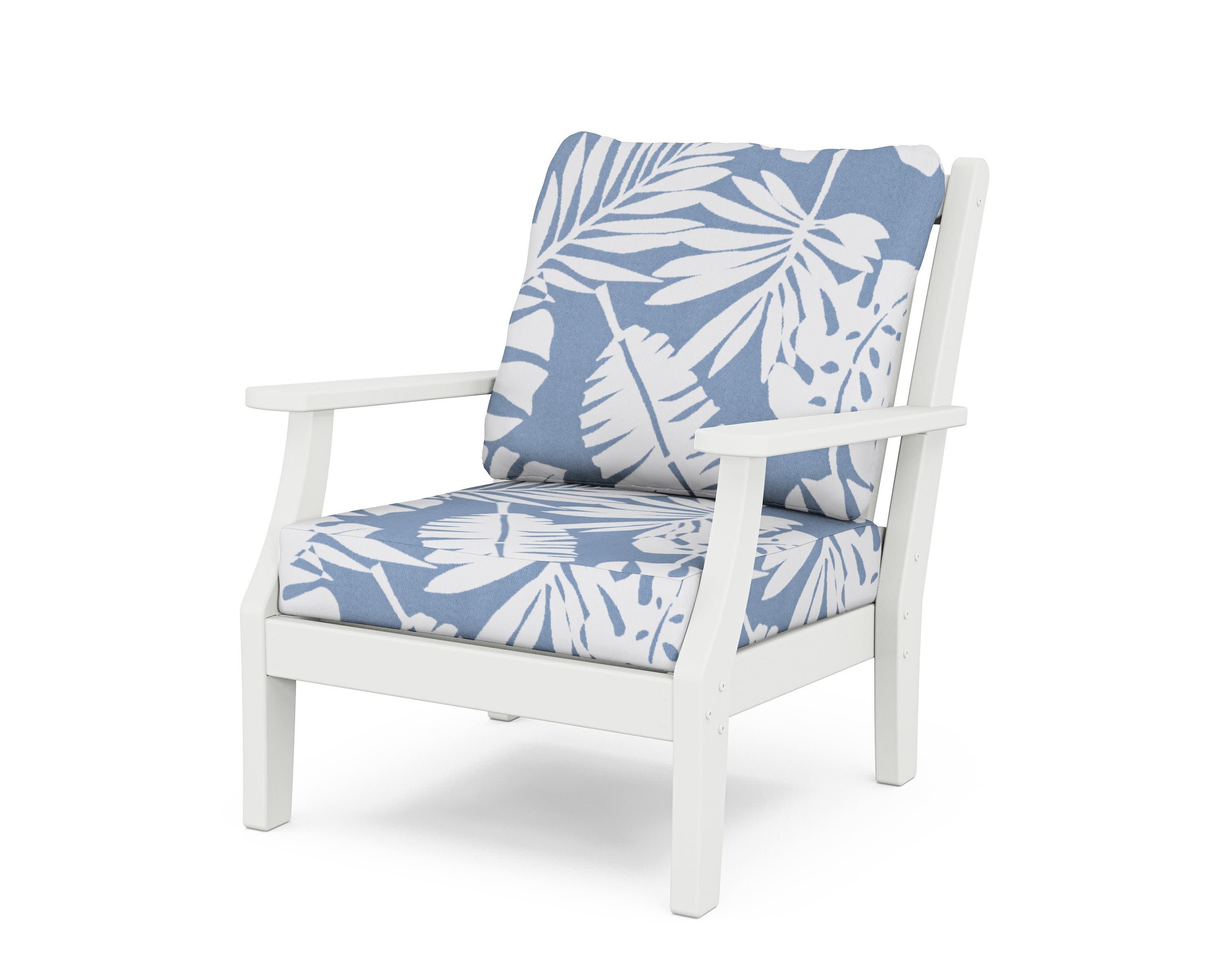 Wovendale Deep Seating Chair in White / Leaf Sky Blue