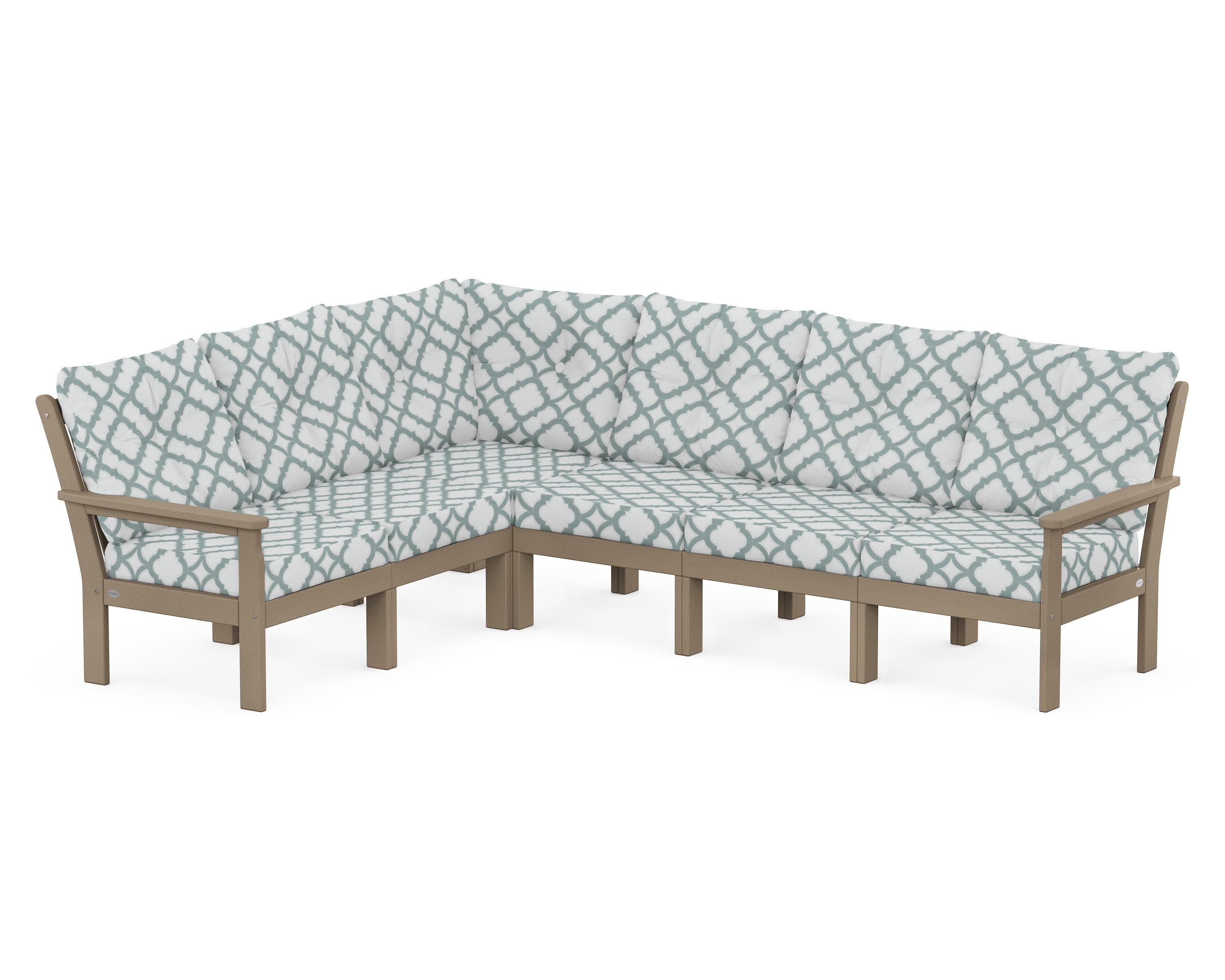 Vineyard 6-Piece Sectional in Vintage Sahara / Trellis Glacier Spa