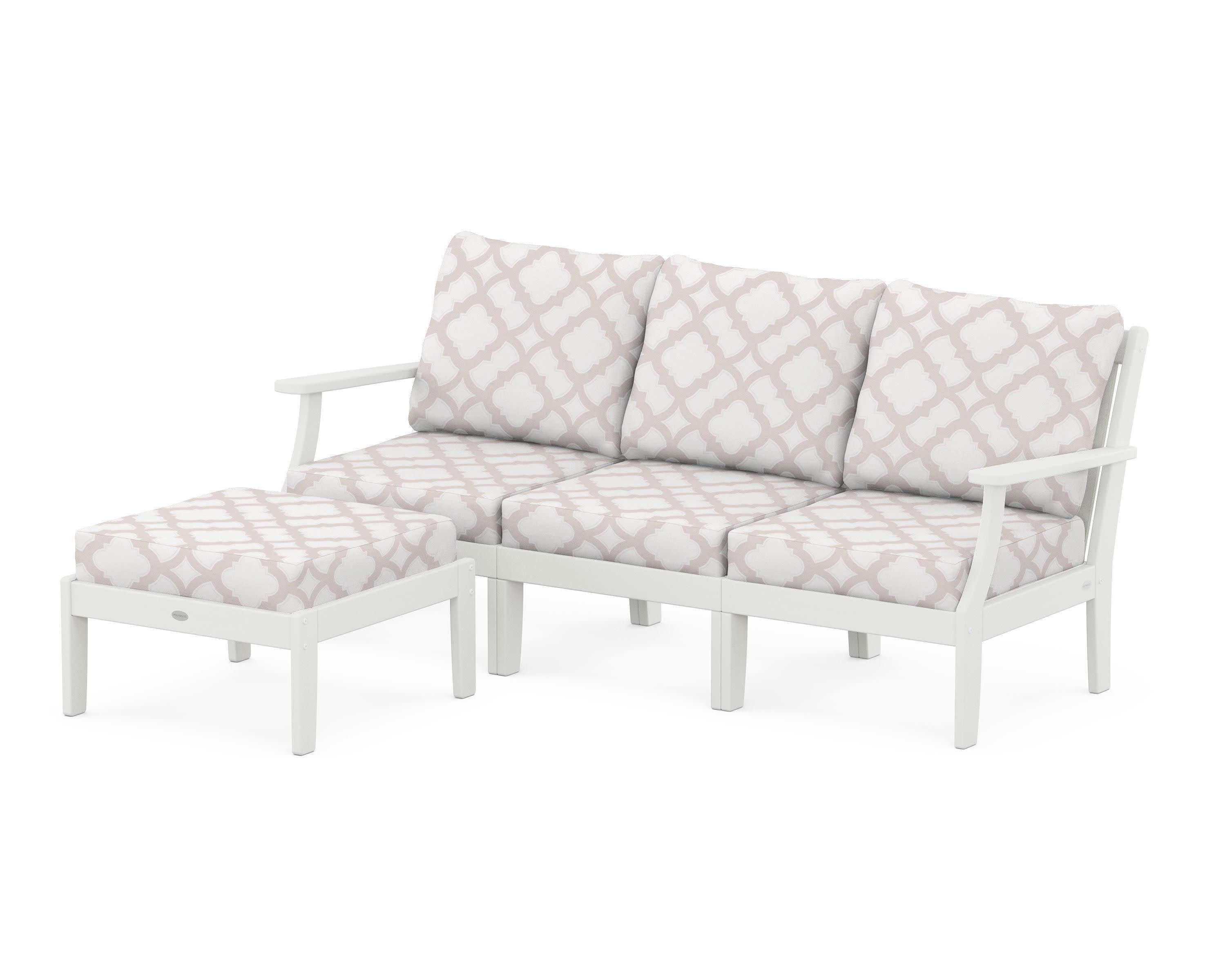 Braxton Modular 4-Piece Deep Seating Set with Ottoman in Vintage White / Trellis Dune Burlap