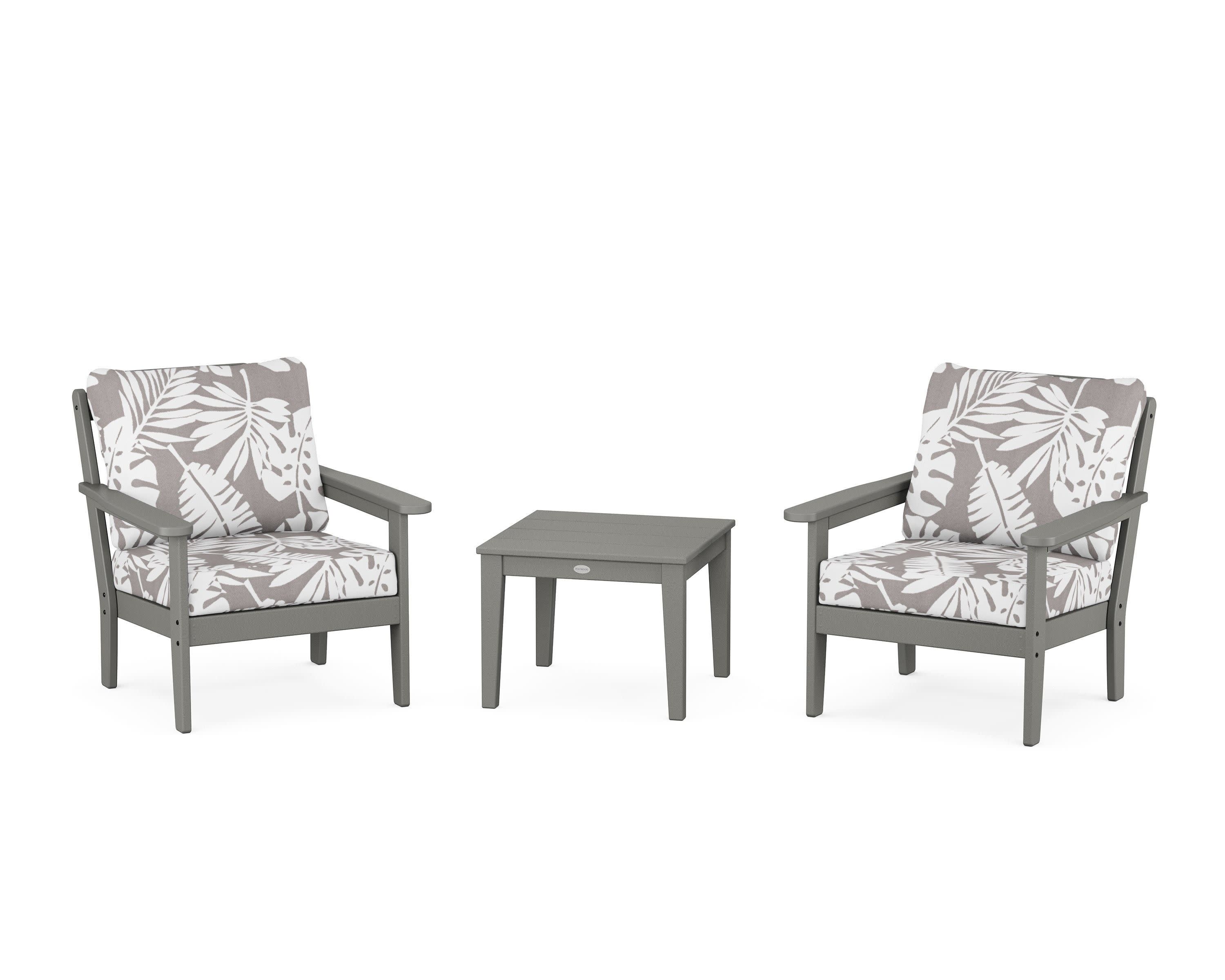 Cottage 3-Piece Deep Seating Set in Slate Grey / Leaf Grey Mist