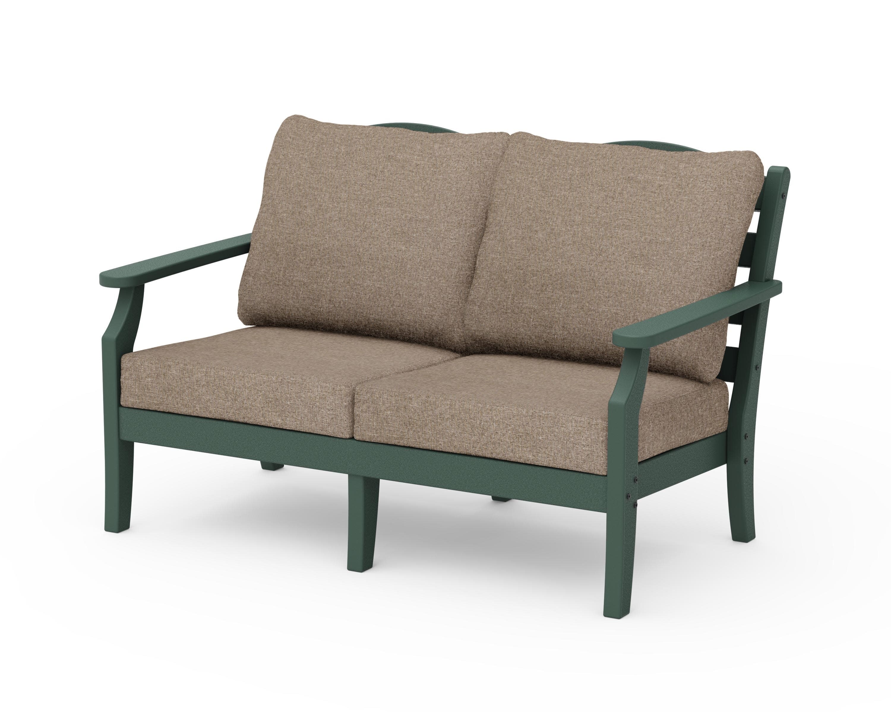Savannah Deep Seating Loveseat in Green / Spiced Burlap
