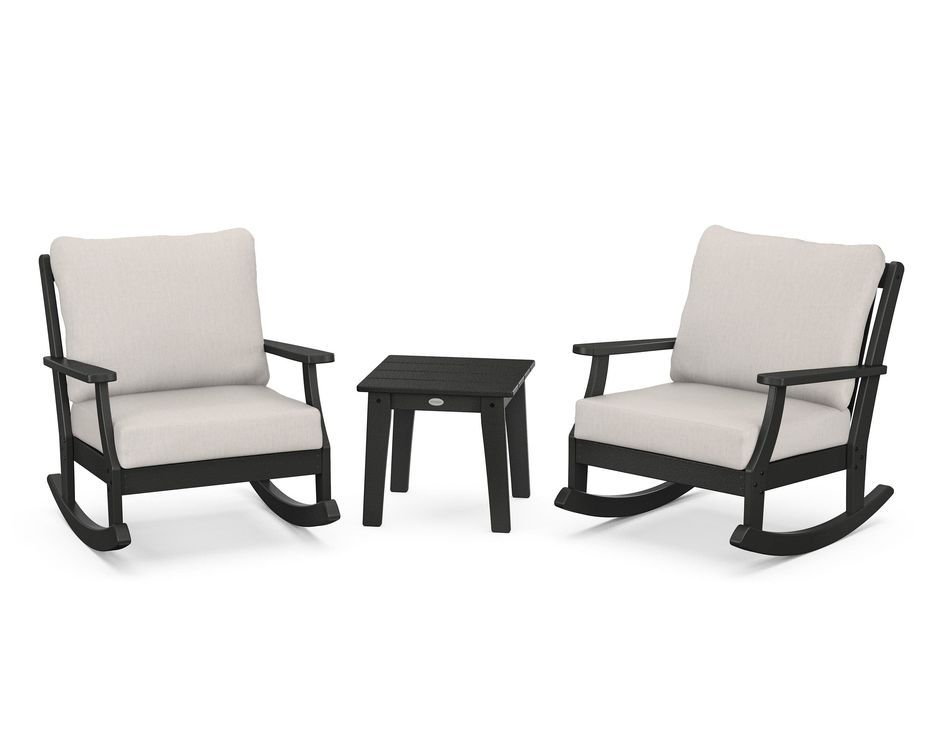 Braxton 3-Piece Deep Seating Rocker Set in Black / Cast Ash
