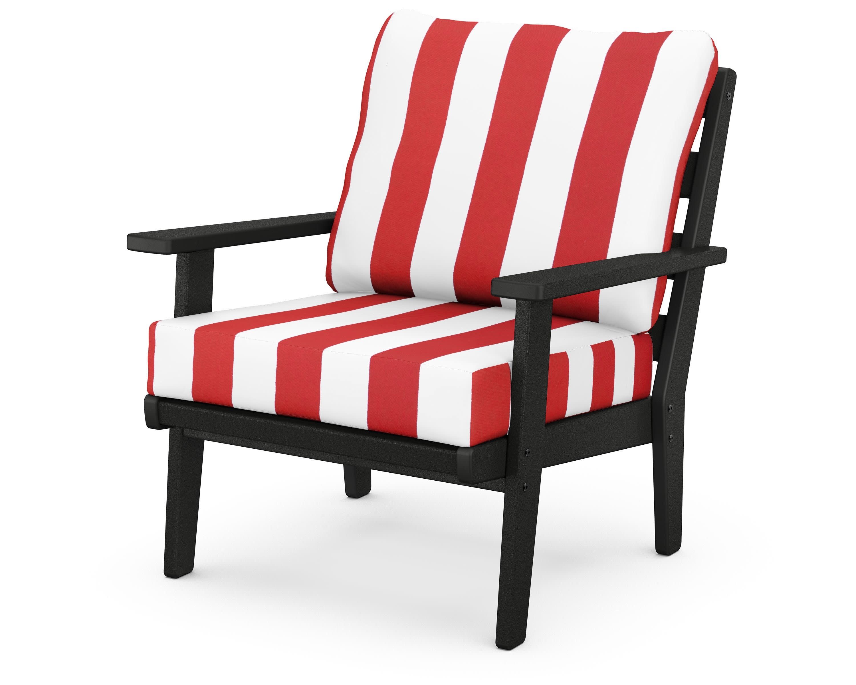 Grant Park Deep Seating Chair in Black / Cabana Stripe Crimson