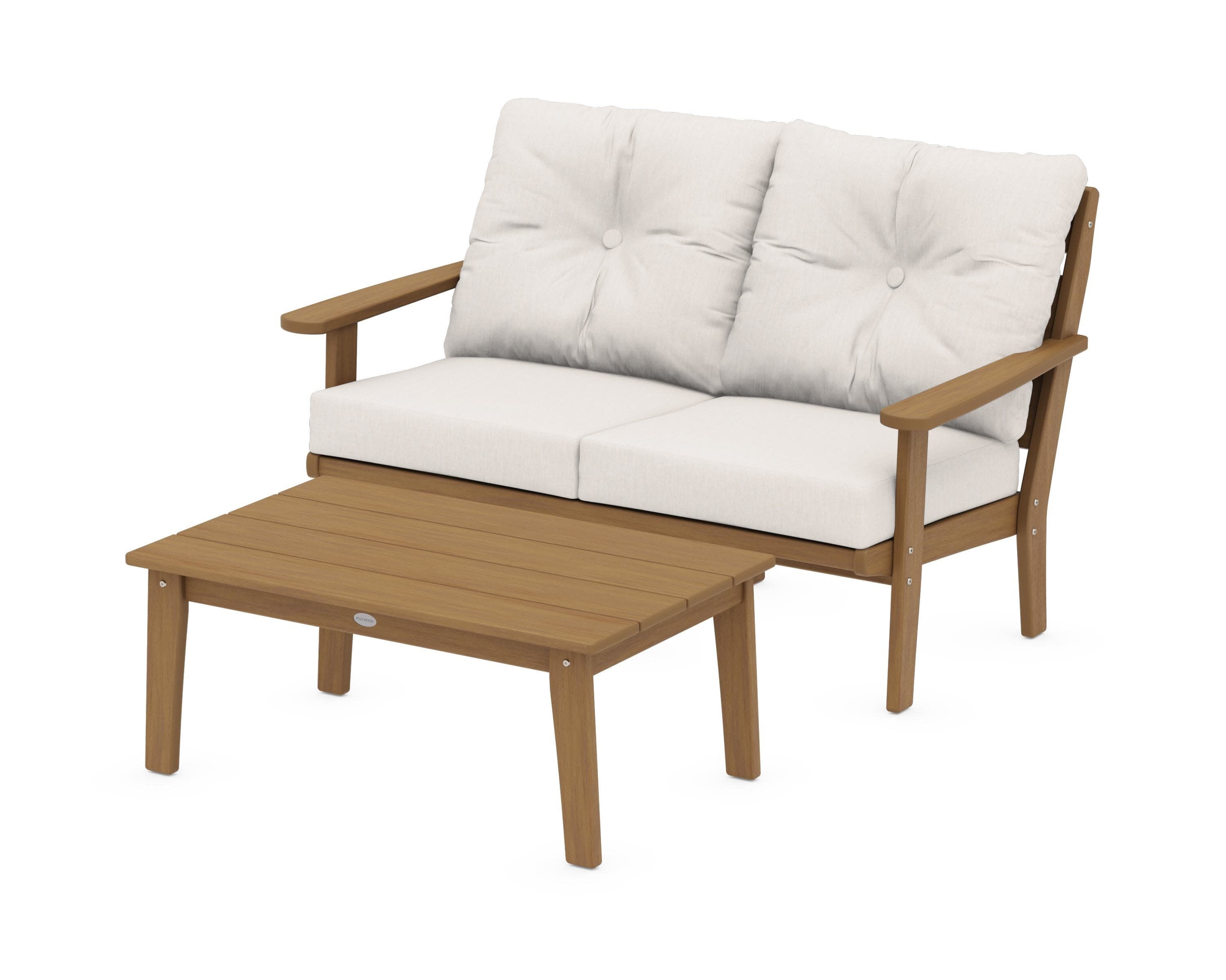 Lakeside 2-Piece Lounge Loveseat Set in Natural / Cast Ash