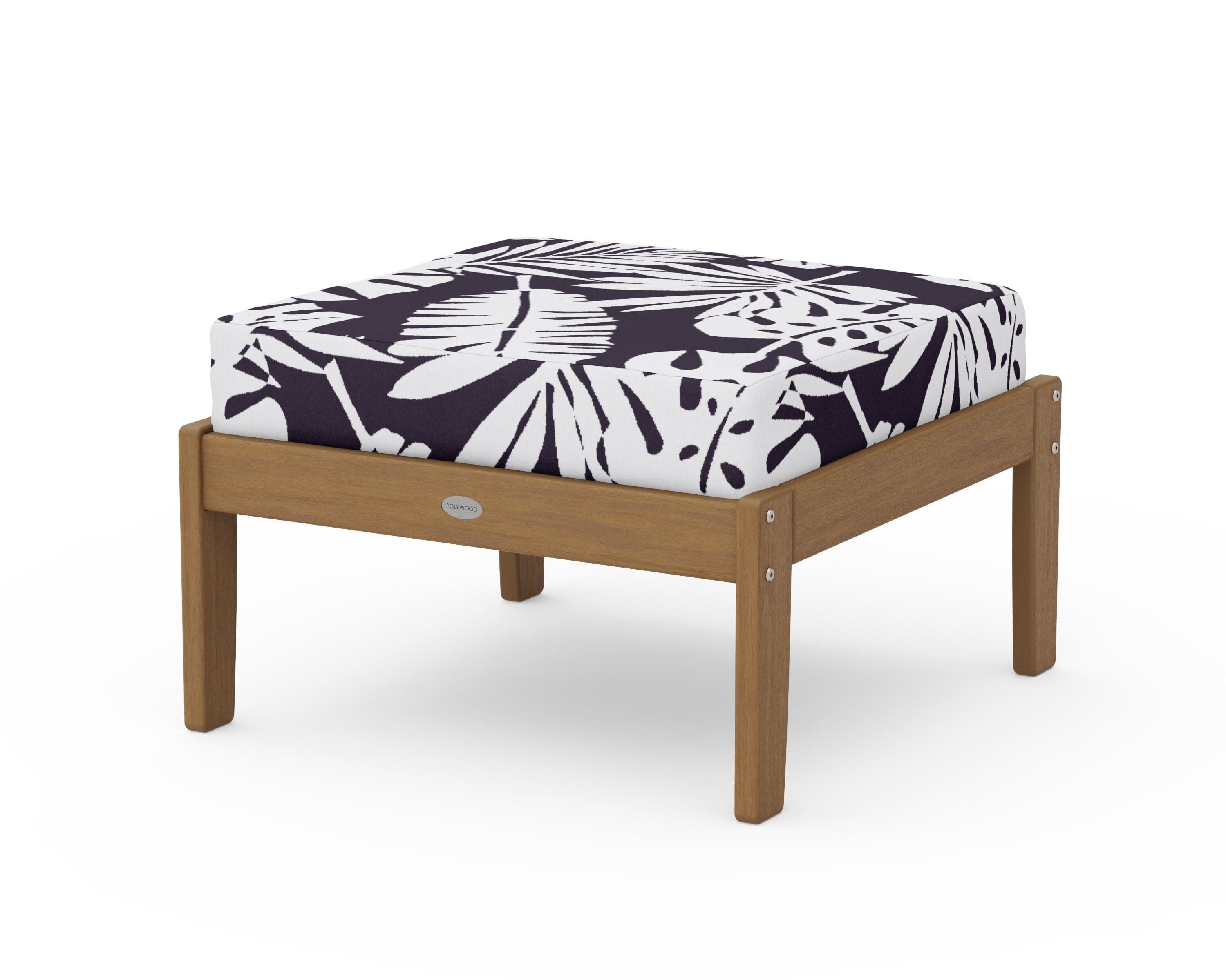 Braxton Deep Seating Ottoman in Natural / Leaf Navy