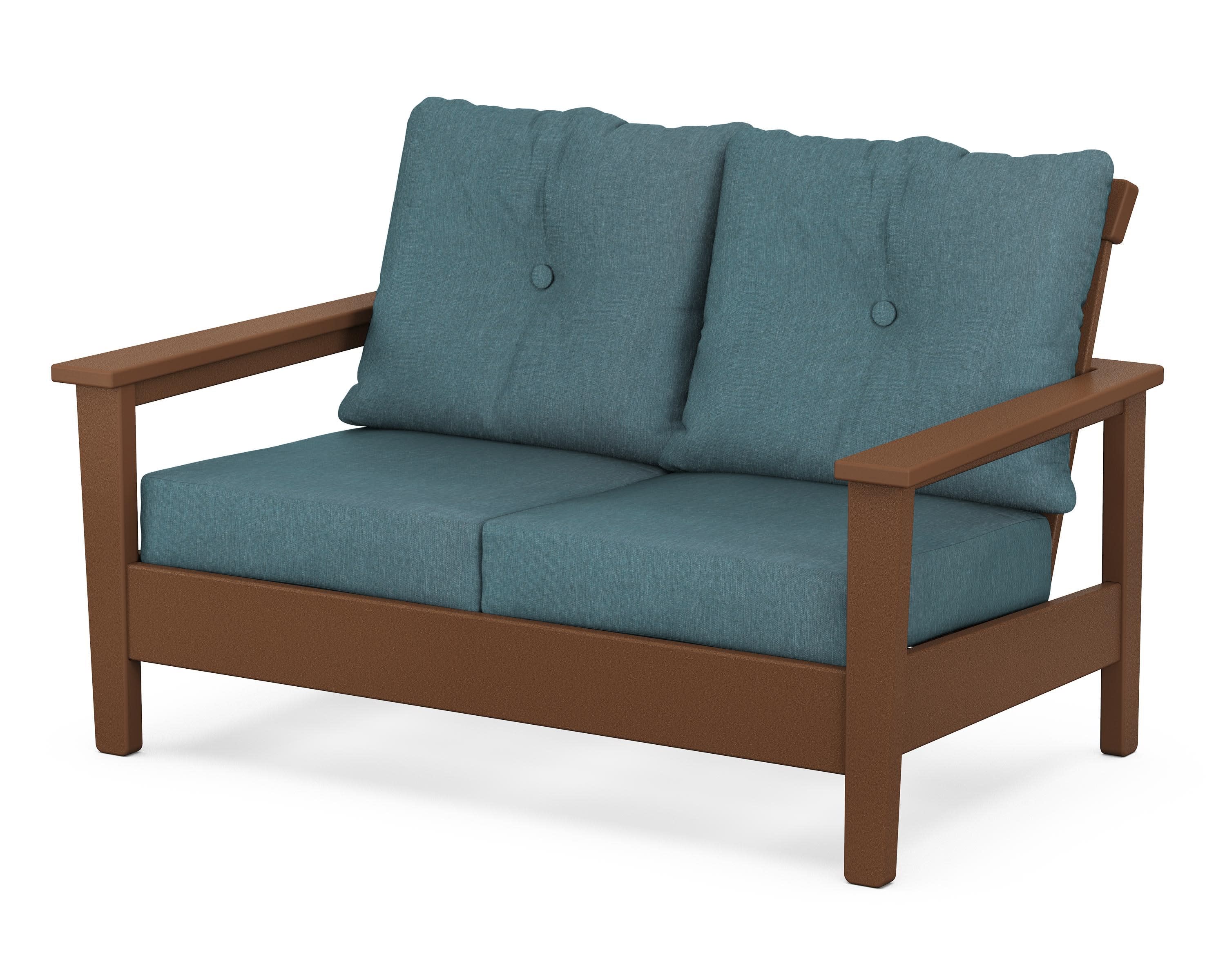 Prescott Deep Seating Loveseat in Teak / Ocean Teal