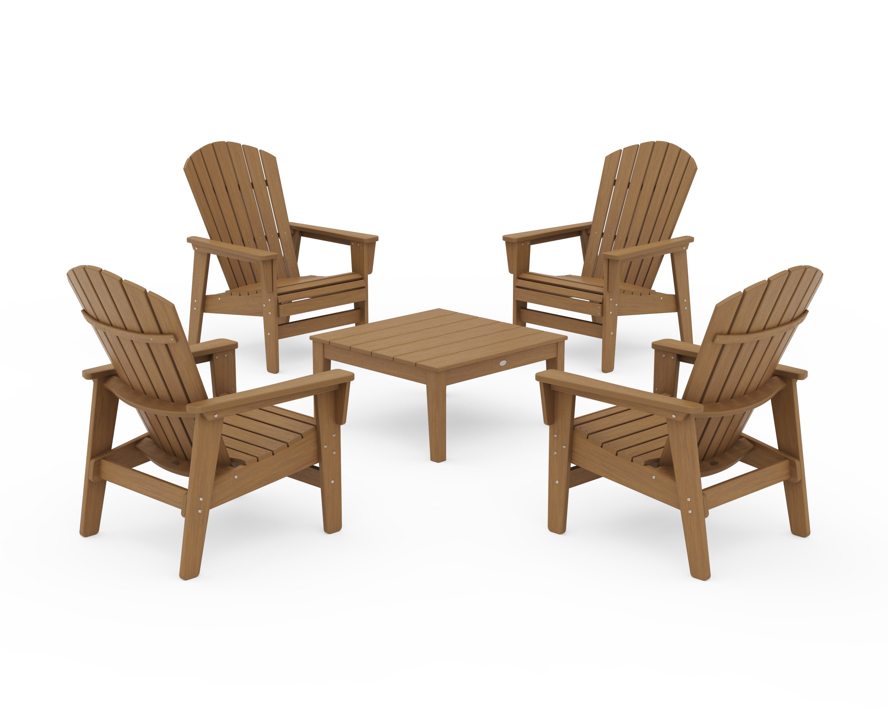 5-Piece Nautical Grand Upright Adirondack Chair Conversation Group in Natural