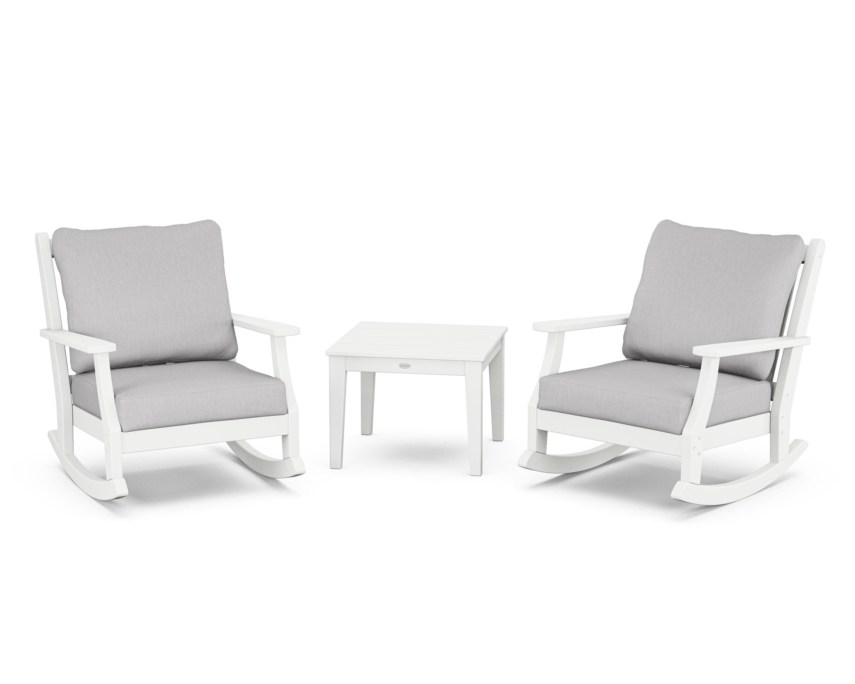 Wovendale 3-Piece Deep Seating Rocker Set in White / Granite