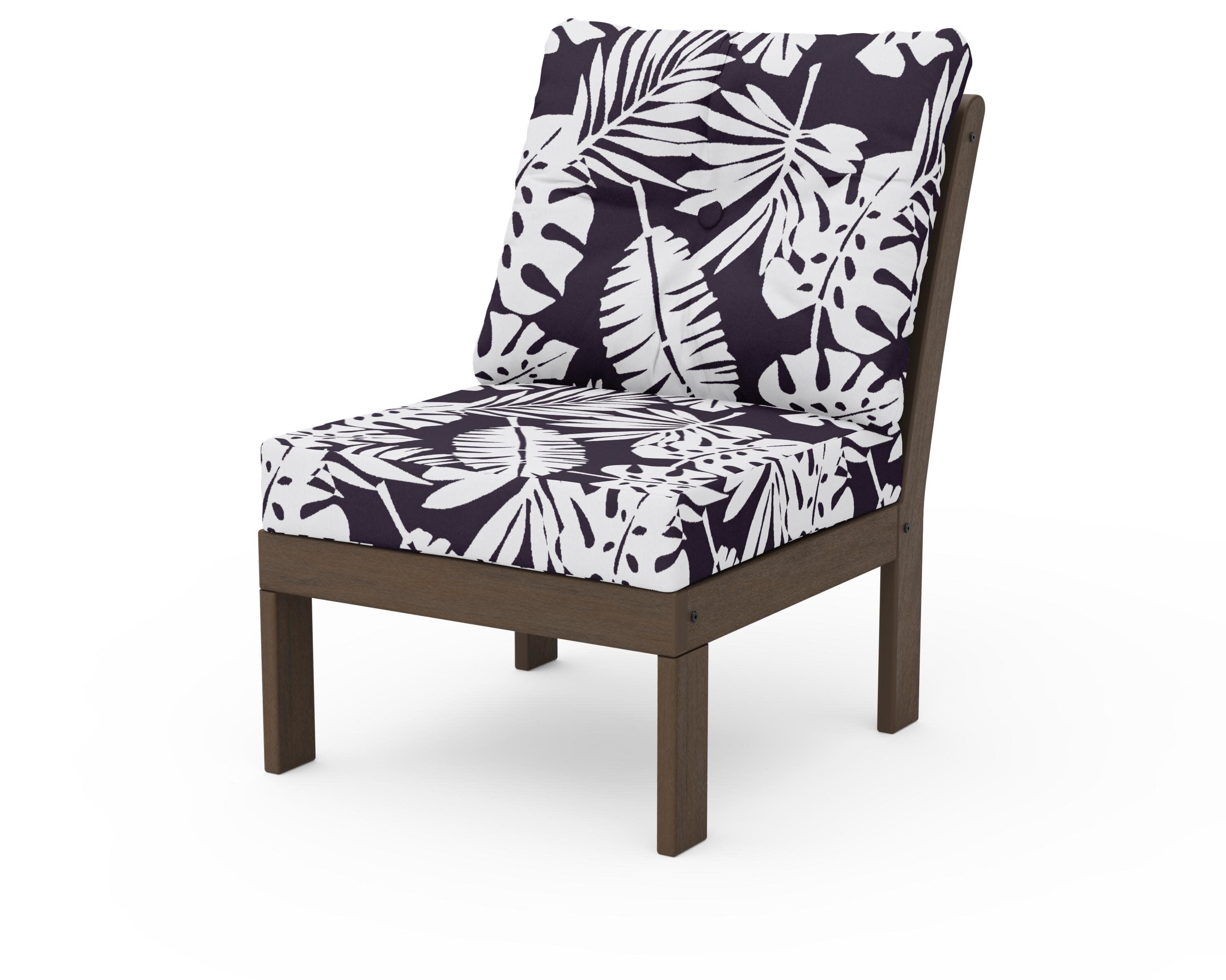 Vineyard Modular Armless Chair in Kona / Leaf Navy