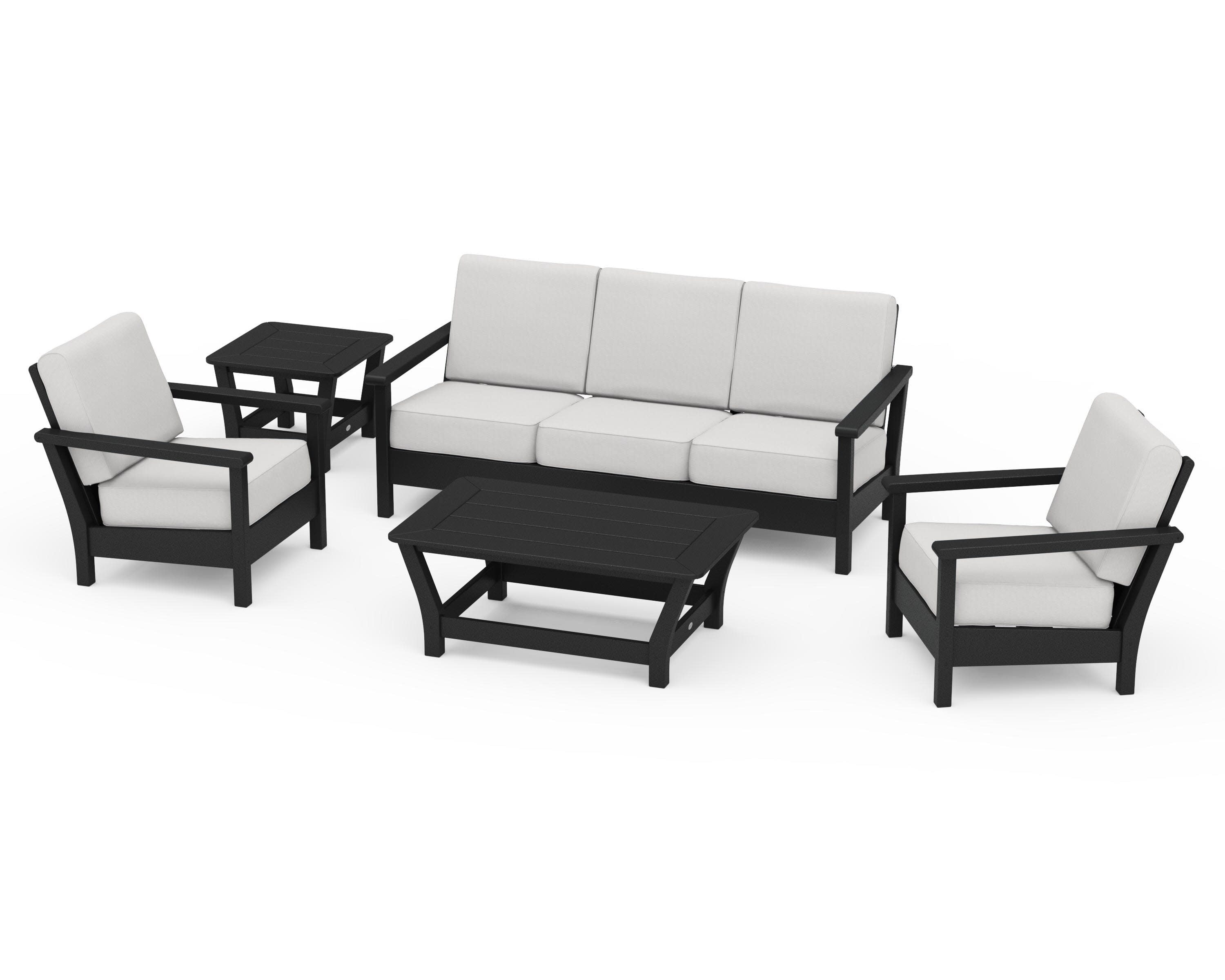 Harbour 5-Piece Deep Seating Set in Black / Diamond in the Rough