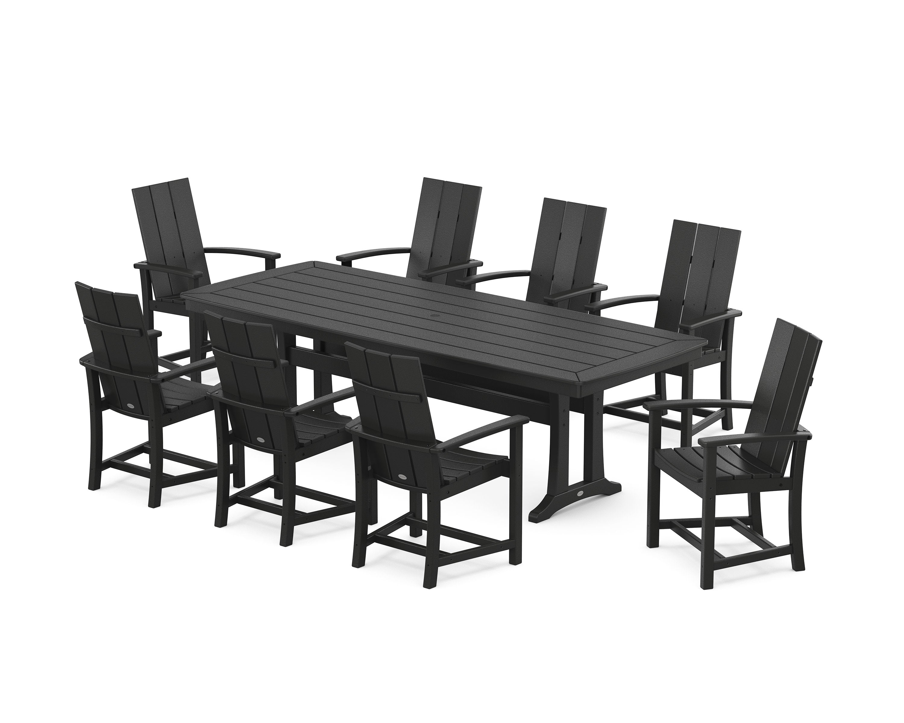Modern Adirondack 9-Piece Dining Set with Trestle Legs in Black