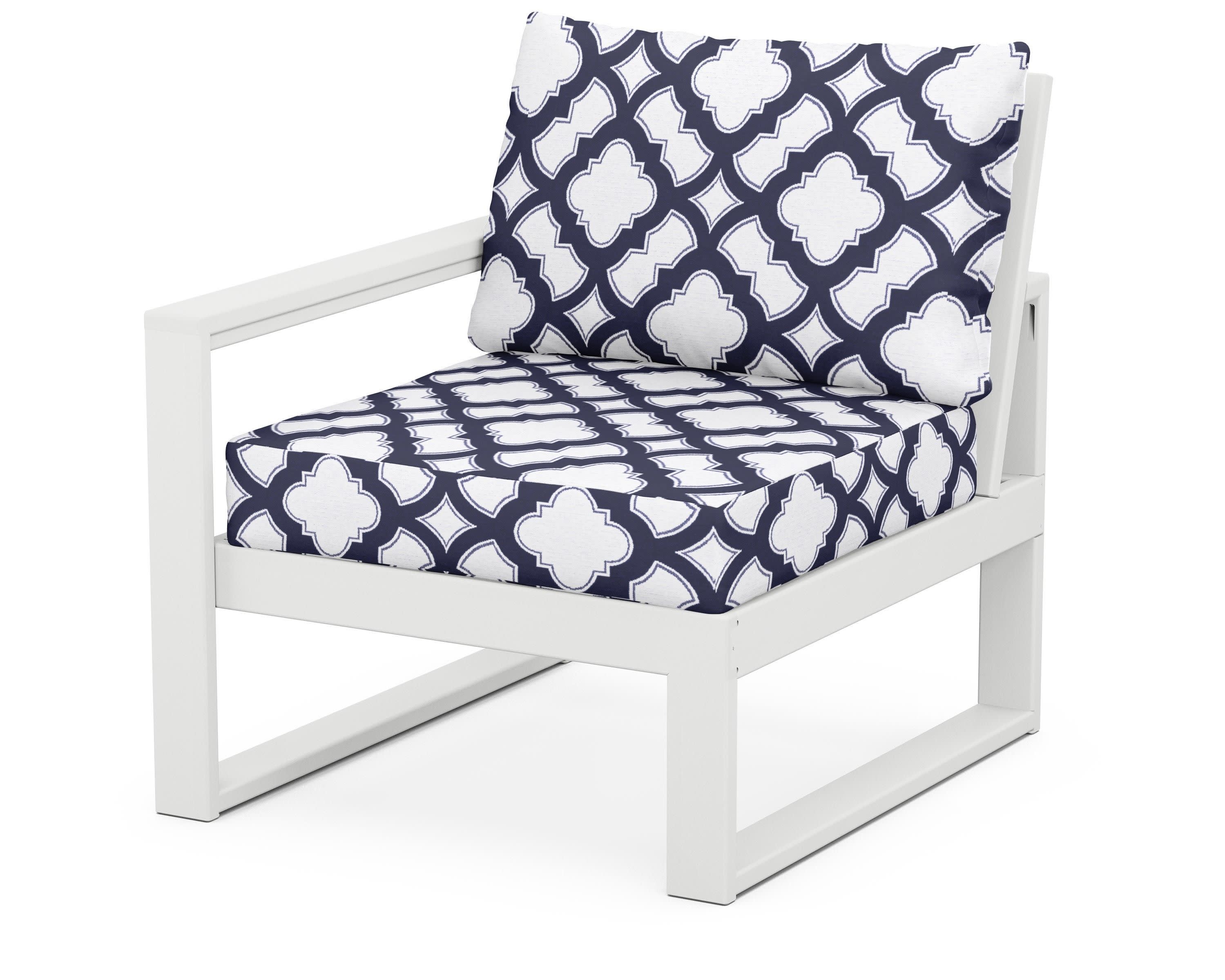 EDGE Modular Left Arm Chair in White / Trellis Navy