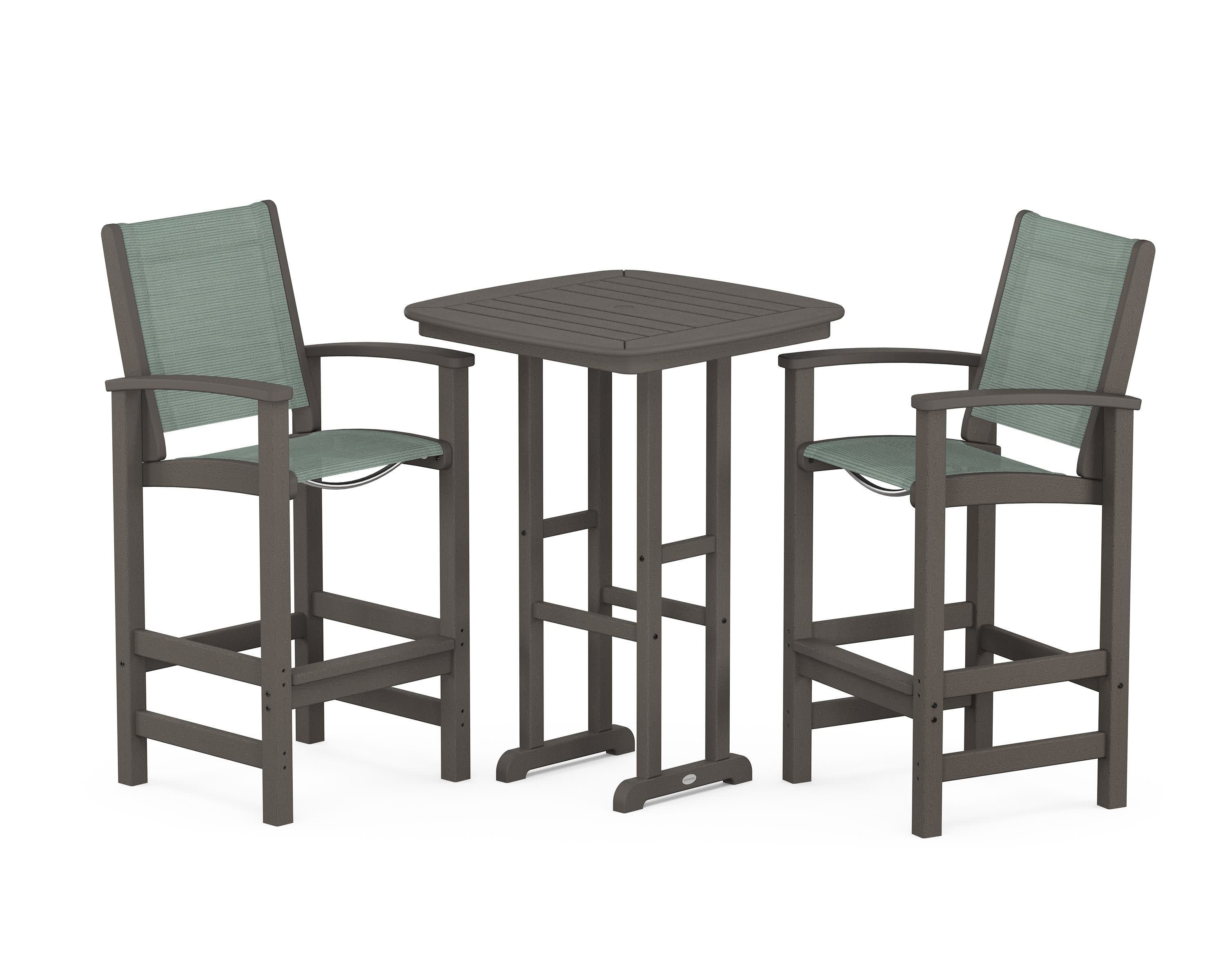 Coastal 3-Piece Bar Set in Vintage Coffee / Dupioni Sea Mist Sling