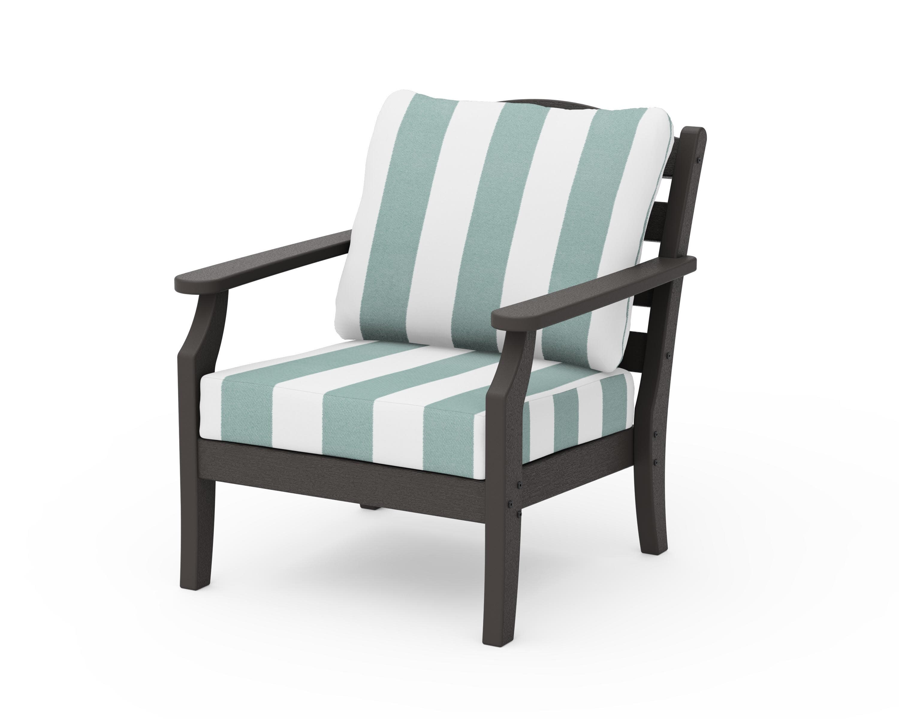 Savannah Deep Seating Chair in Vintage Coffee / Cabana Stripe Glacier Spa