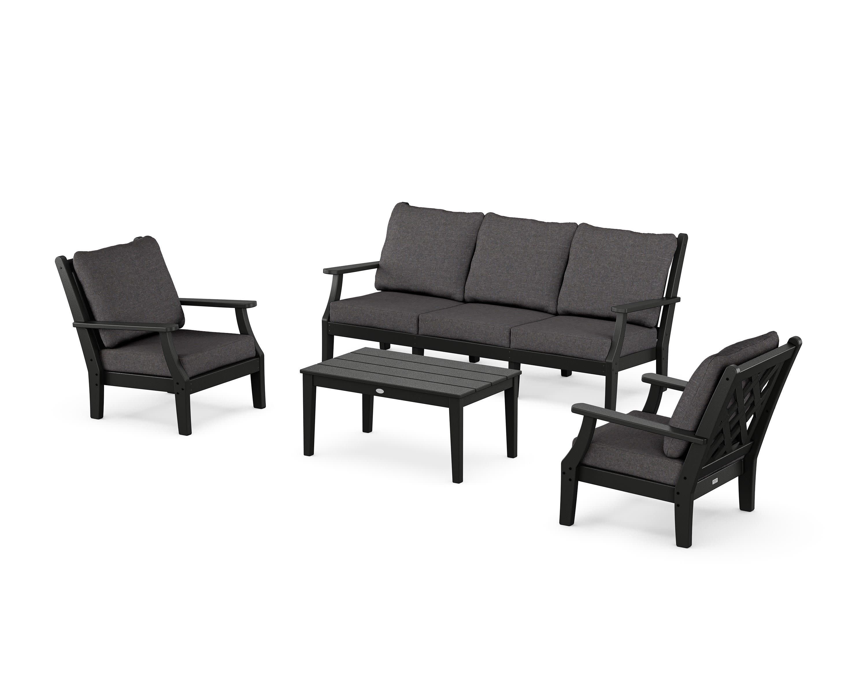 Wovendale 4-Piece Deep Seating Set with Sofa in Black / Ash Charcoal