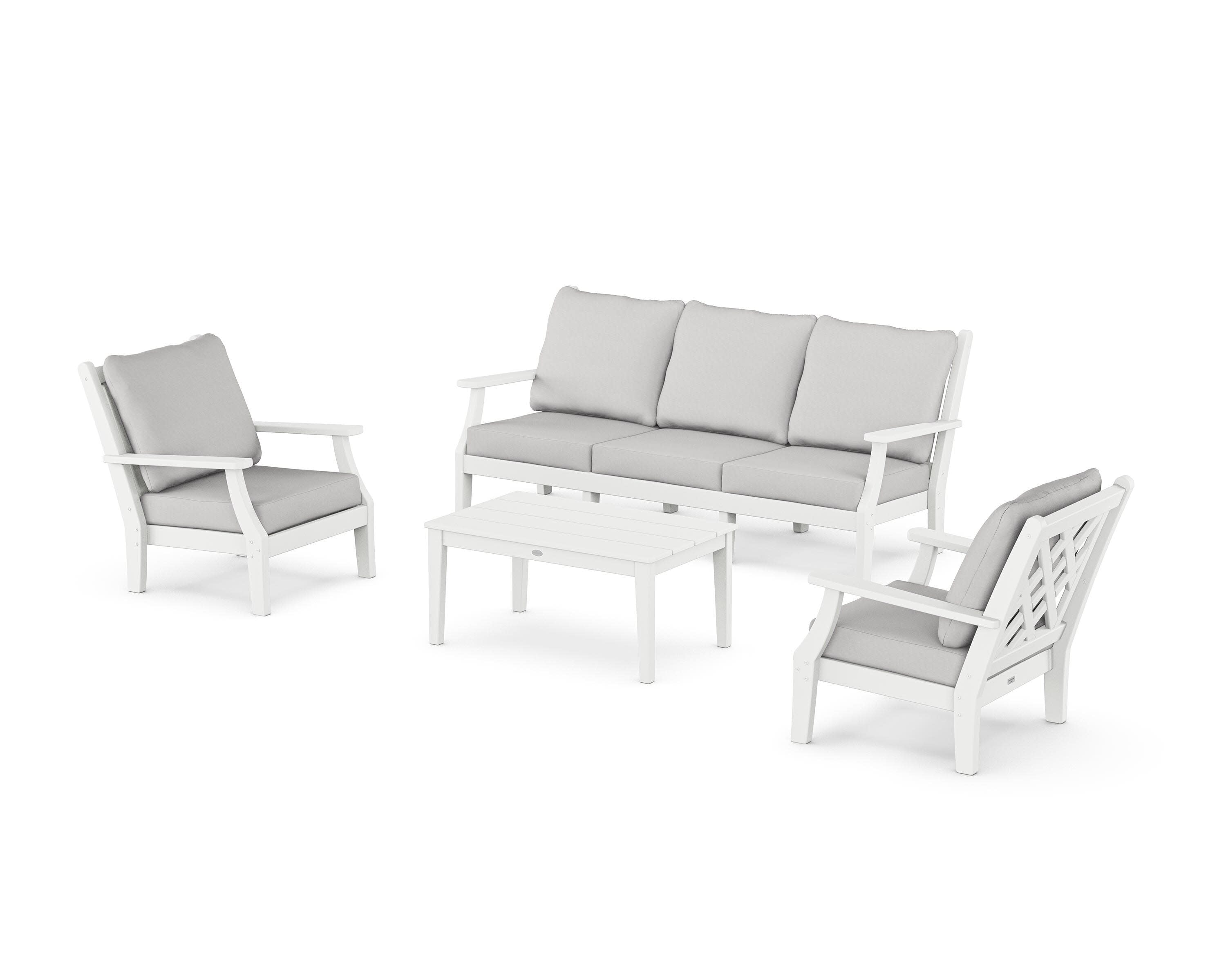 Wovendale 4-Piece Deep Seating Set with Sofa in White / Diamond in the Rough