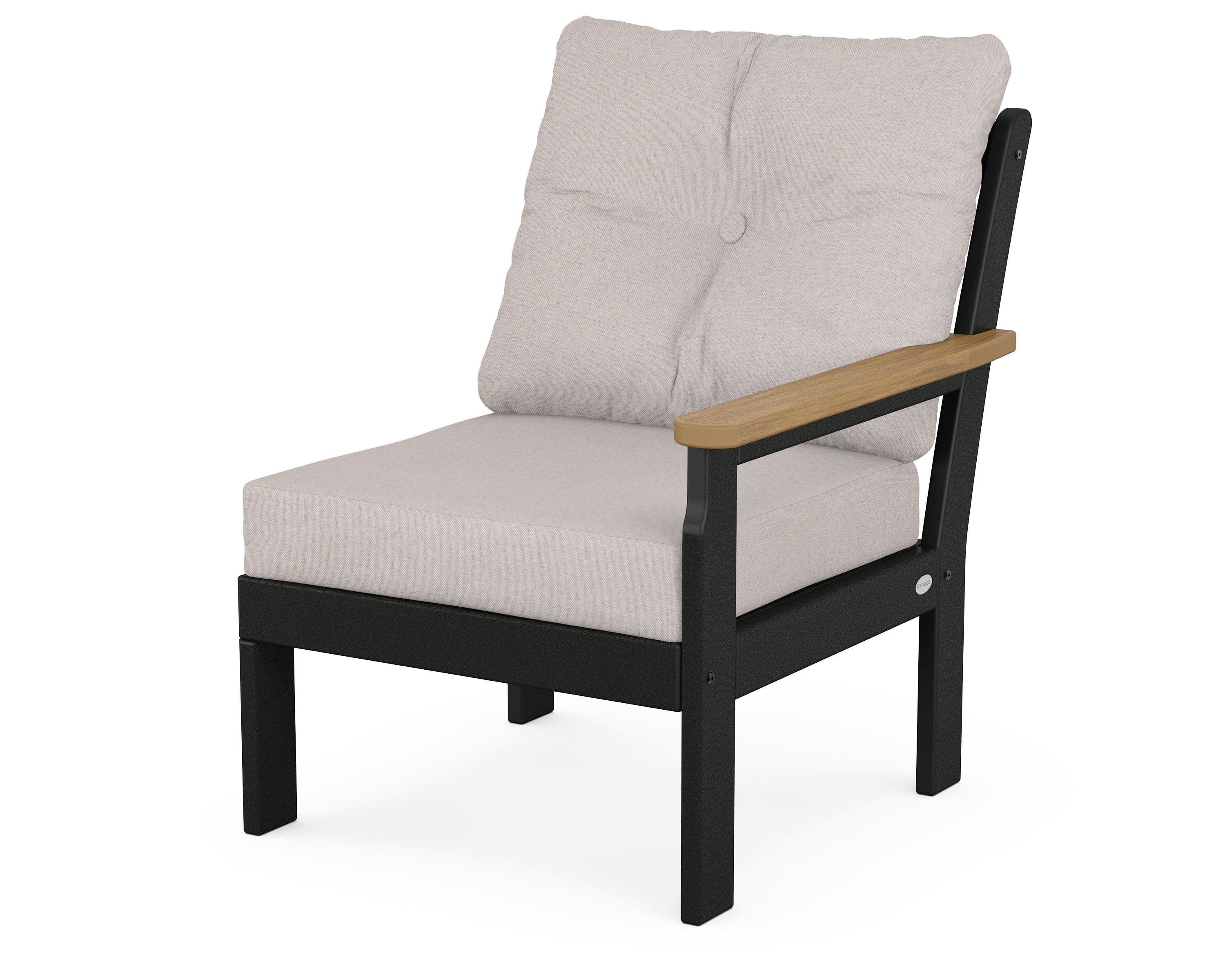 Vineyard Modular Right Arm Chair in Black / Natural / Dune Burlap