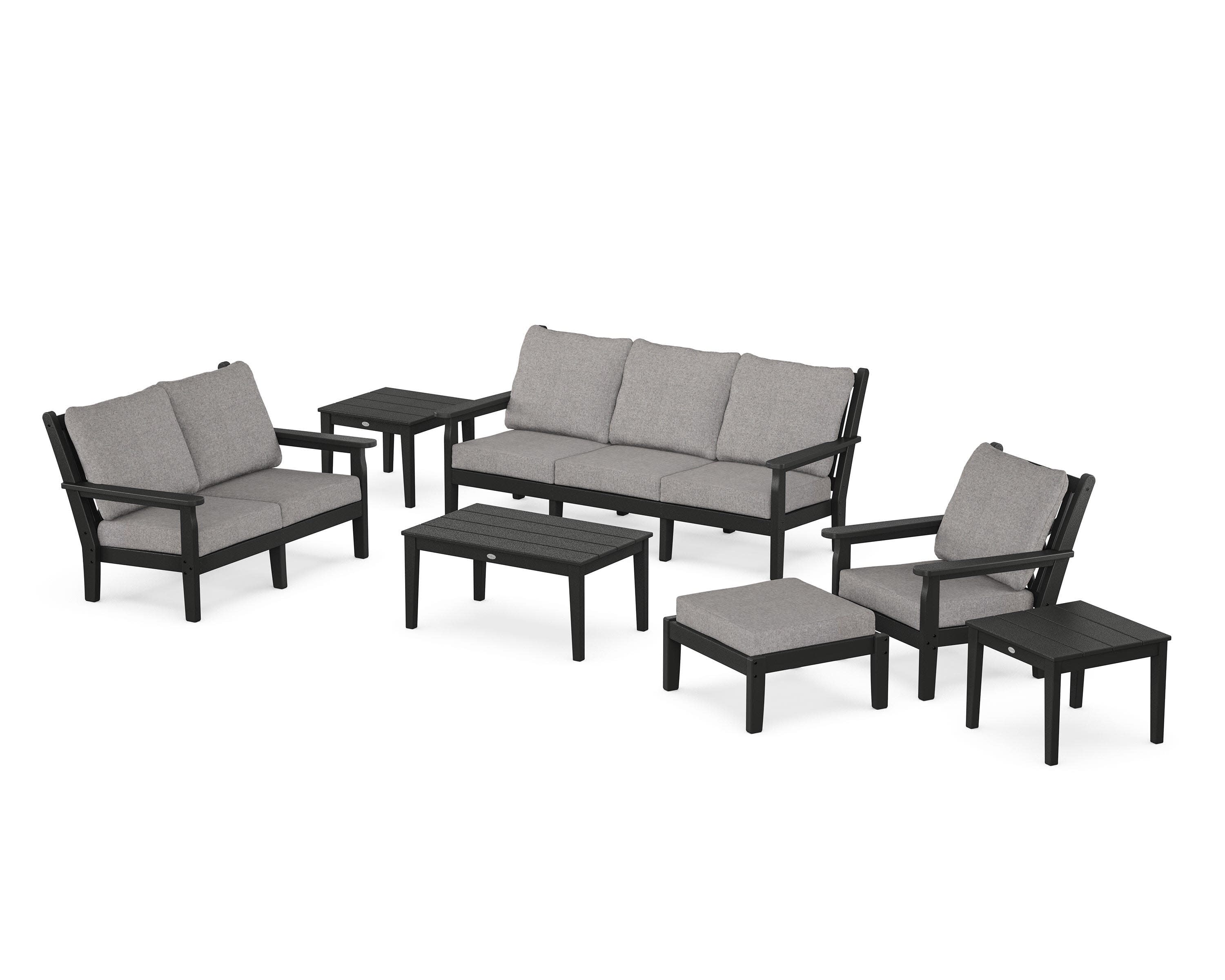 Chippendale 7-Piece Deep Seating Set in Black / Grey Mist