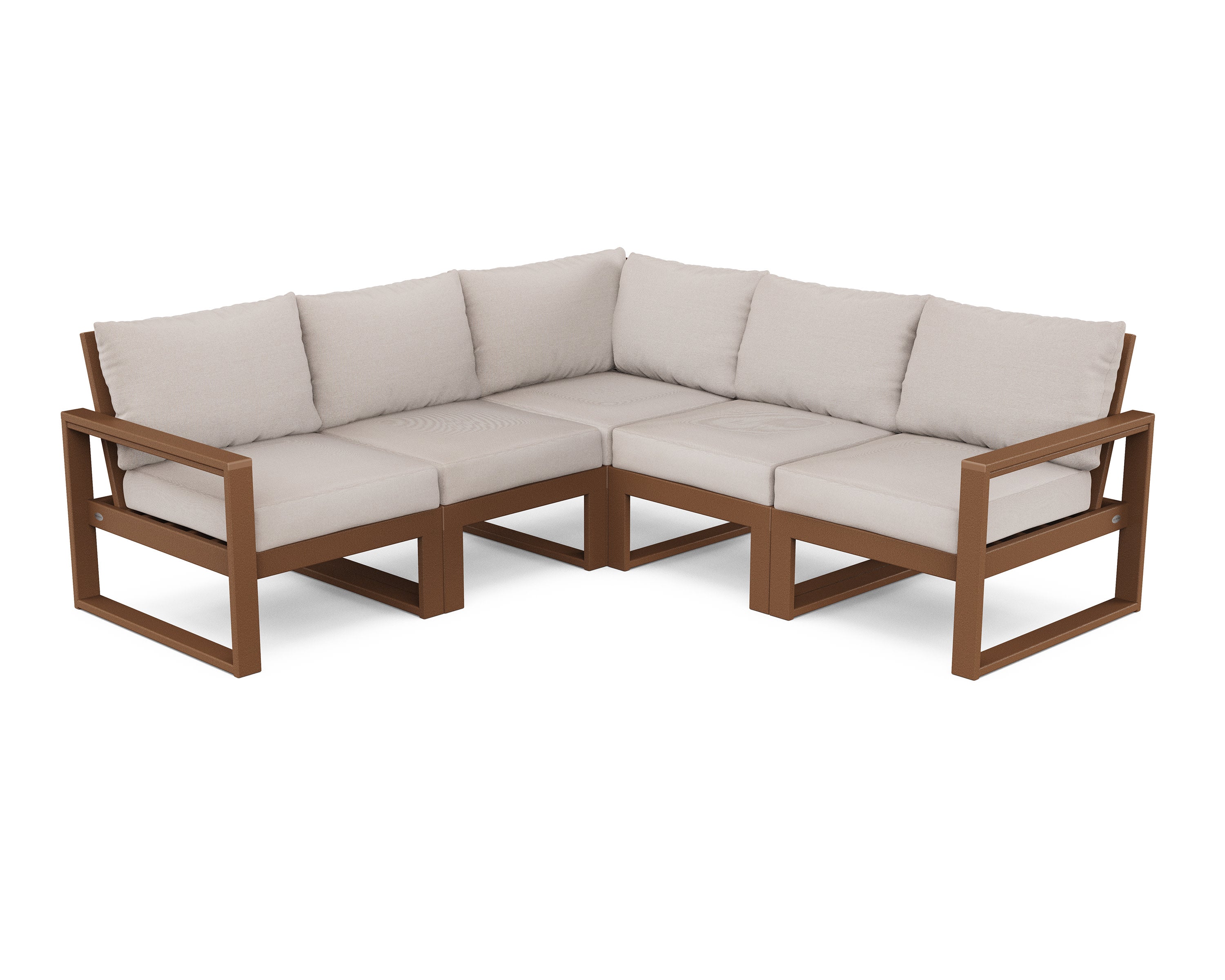 EDGE 5-Piece Modular Deep Seating Set in Teak / Dune Burlap