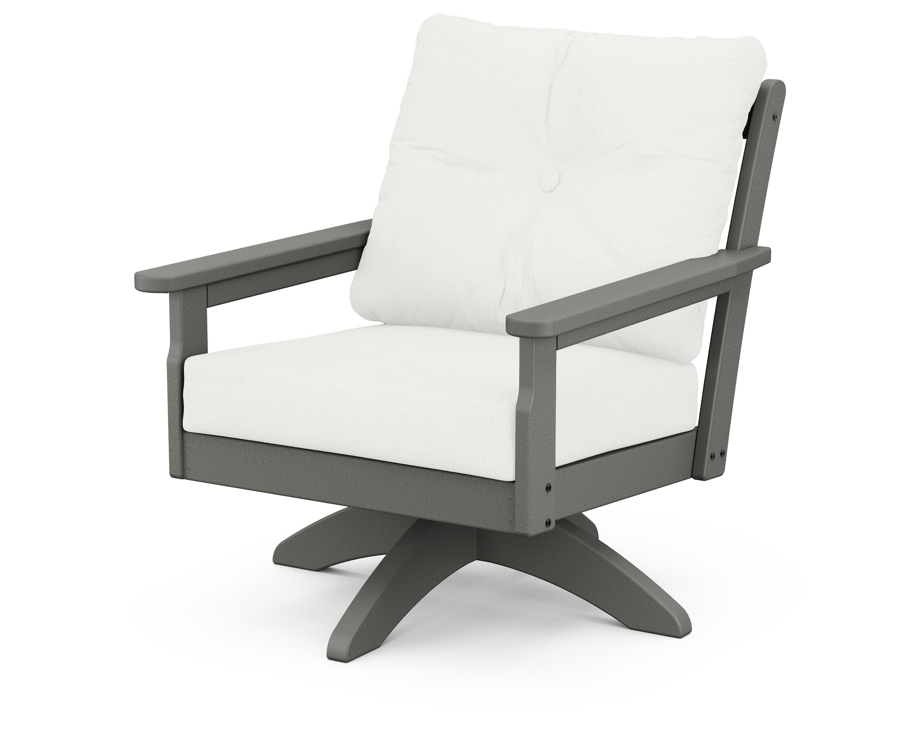Vineyard Deep Seating Swivel Chair in Slate Grey / Natural Linen