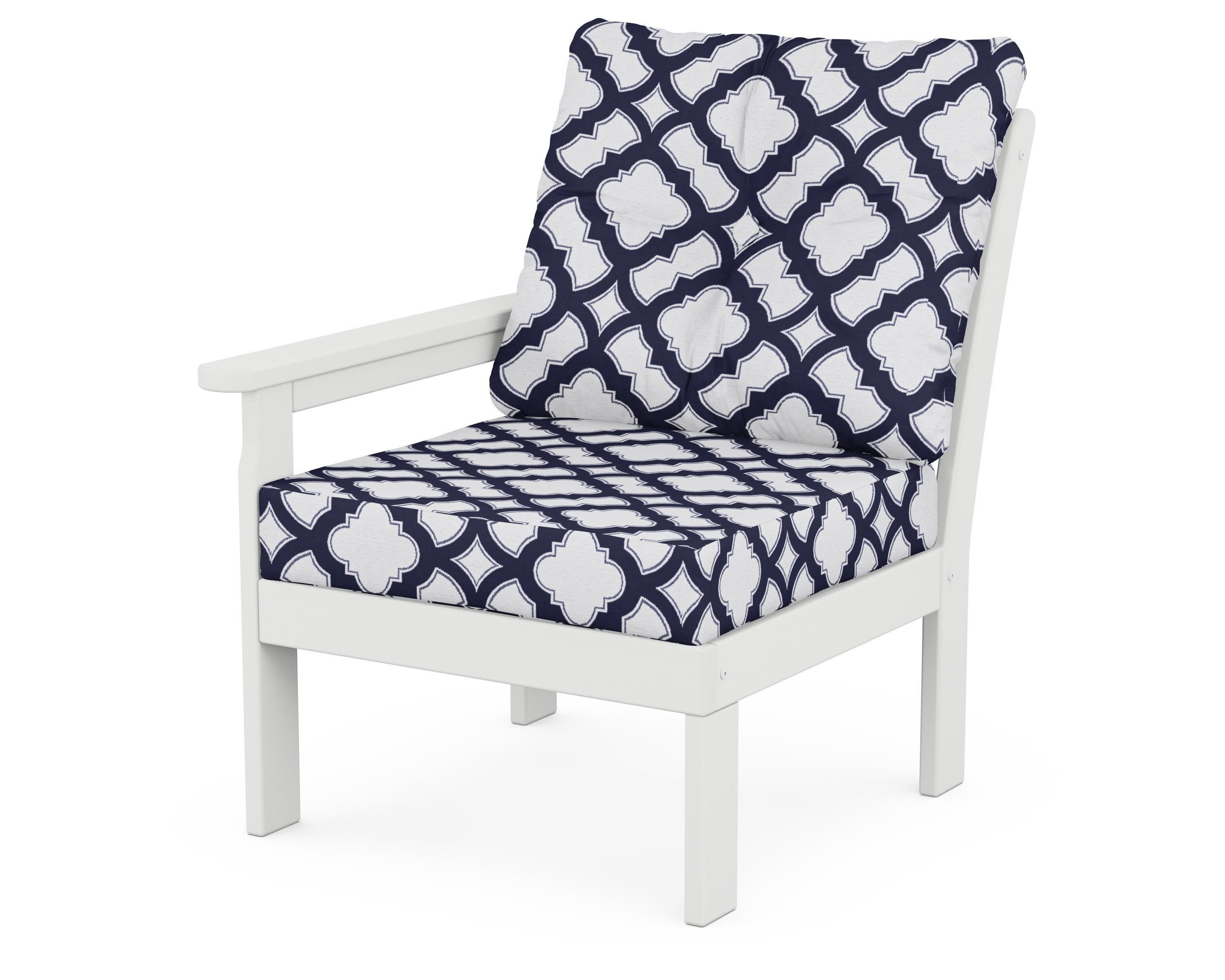 Vineyard Modular Left Arm Chair in White / Trellis Navy