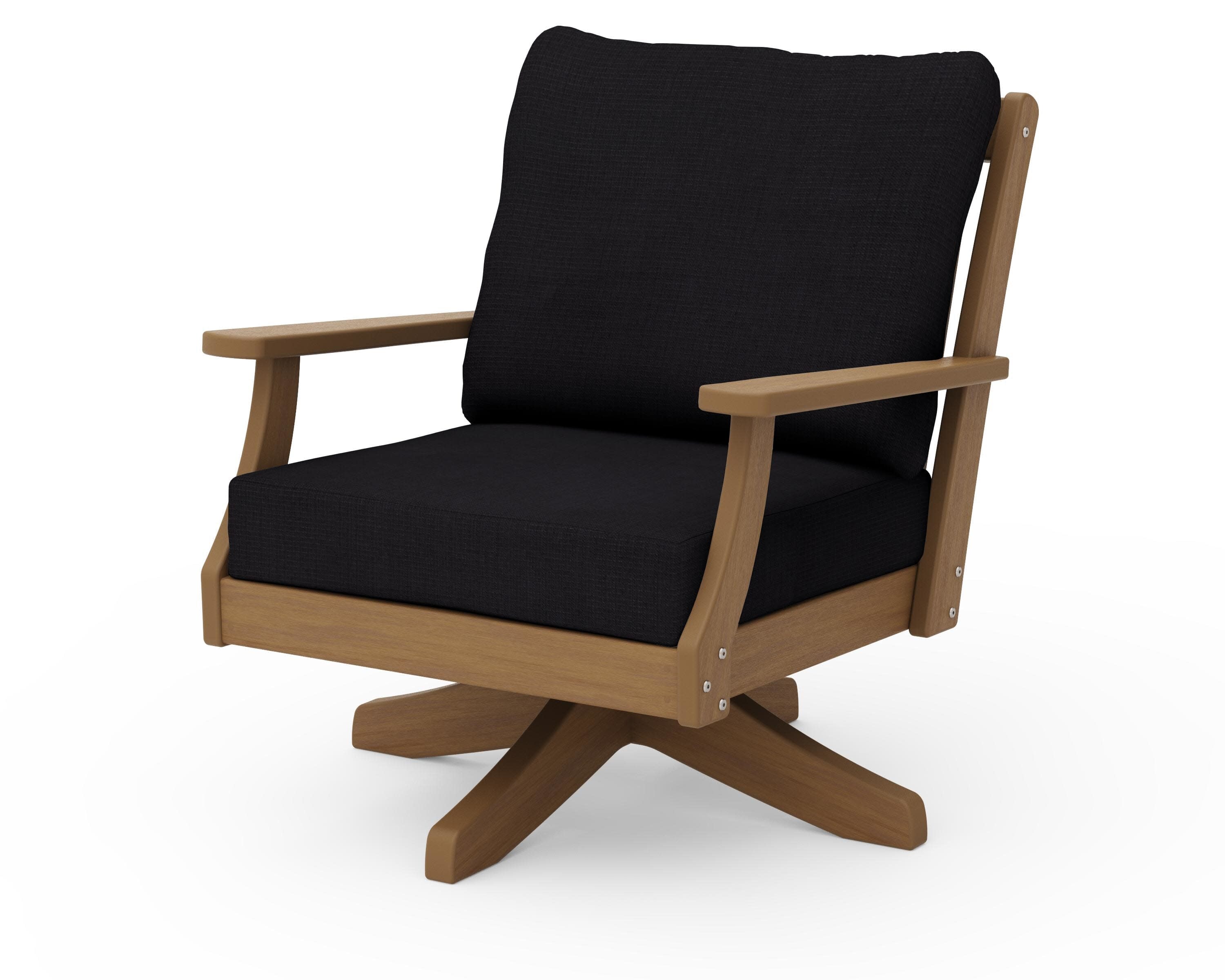 Braxton Deep Seating Swivel Chair in Natural / Midnight Linen