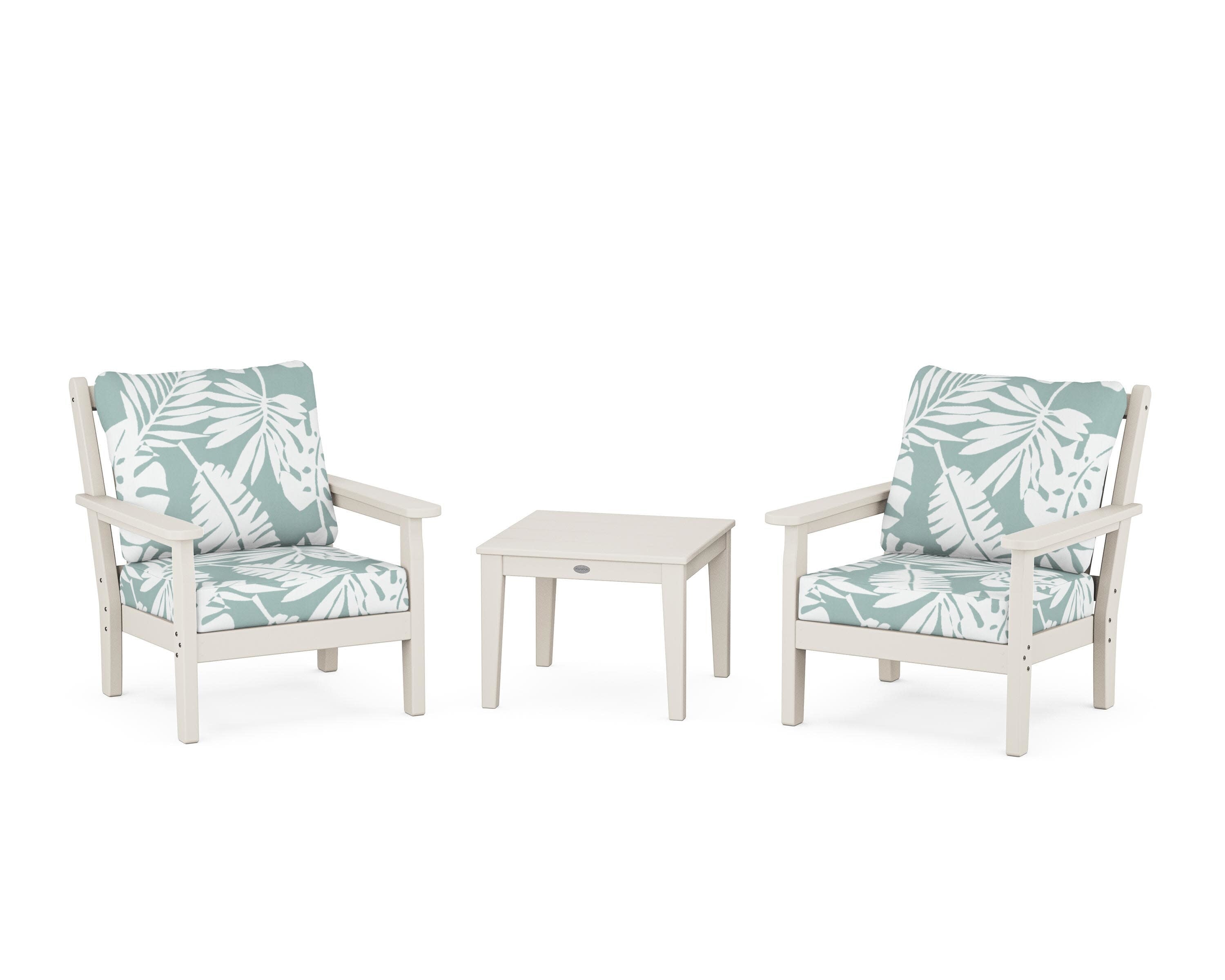 Chippendale 3-Piece Deep Seating Set in Sand / Leaf Glacier Spa
