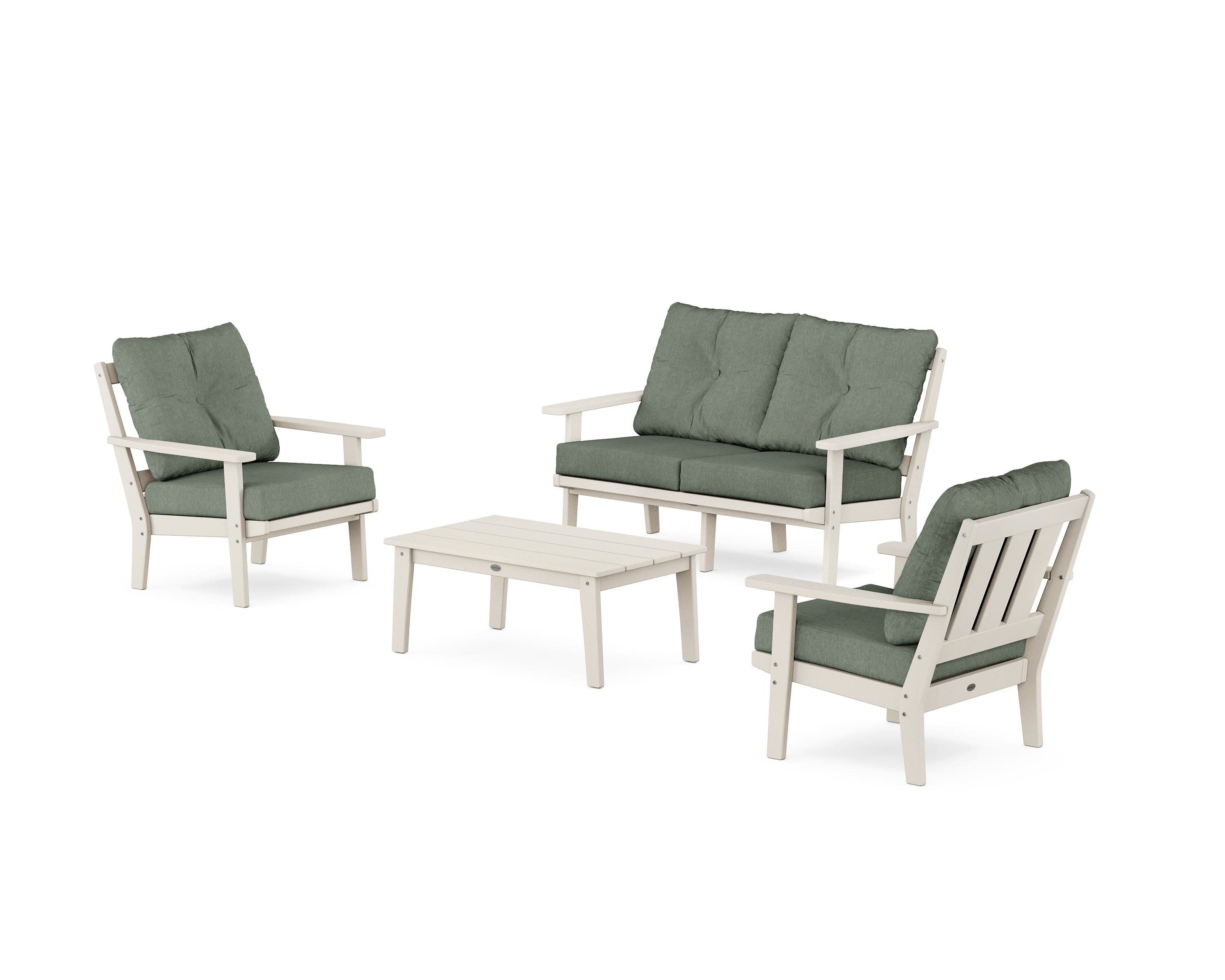 Oxford 4-Piece Deep Seating Set with Loveseat in Sand / Cast Sage