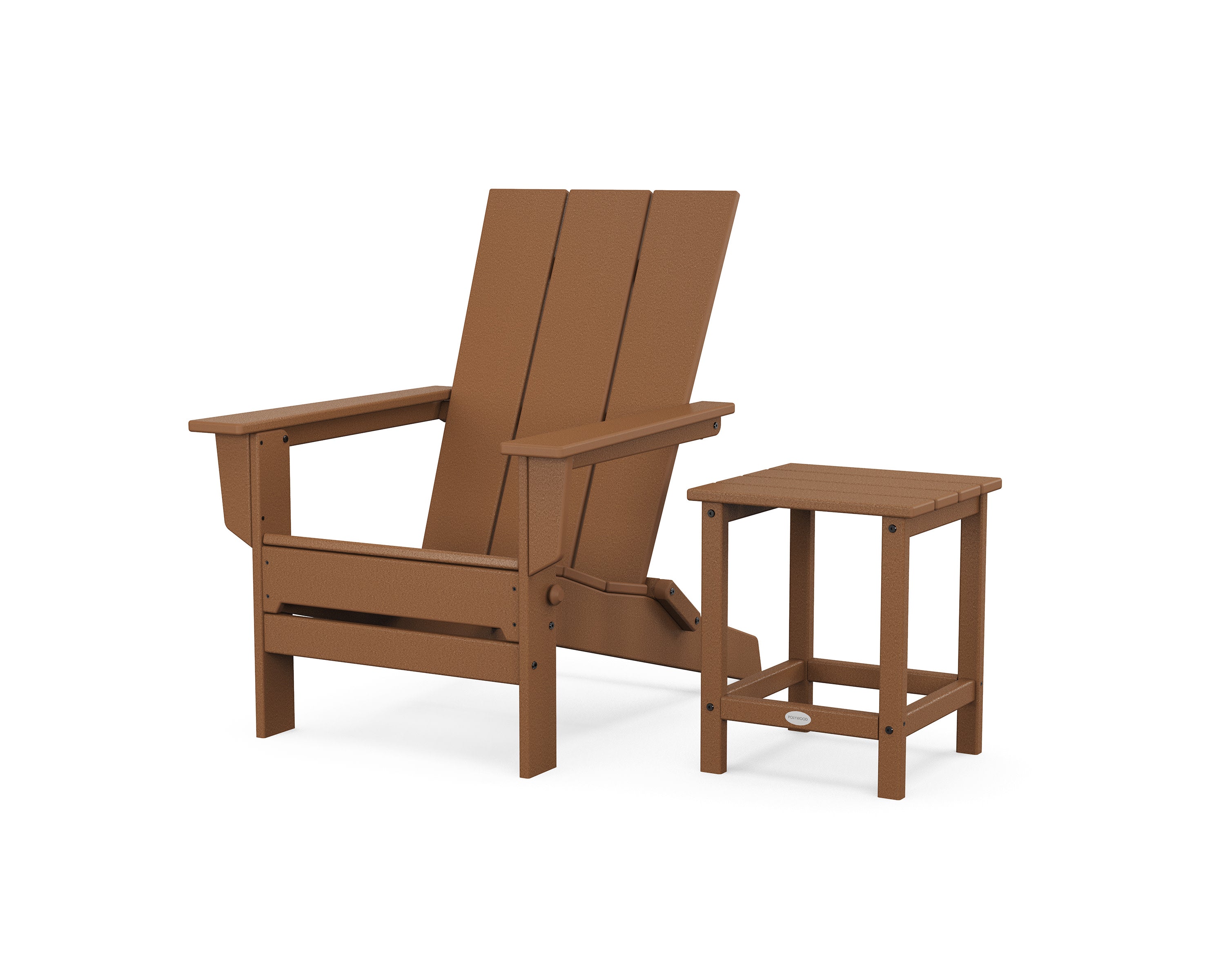Modern Studio Folding Adirondack Chair with Side Table in Teak