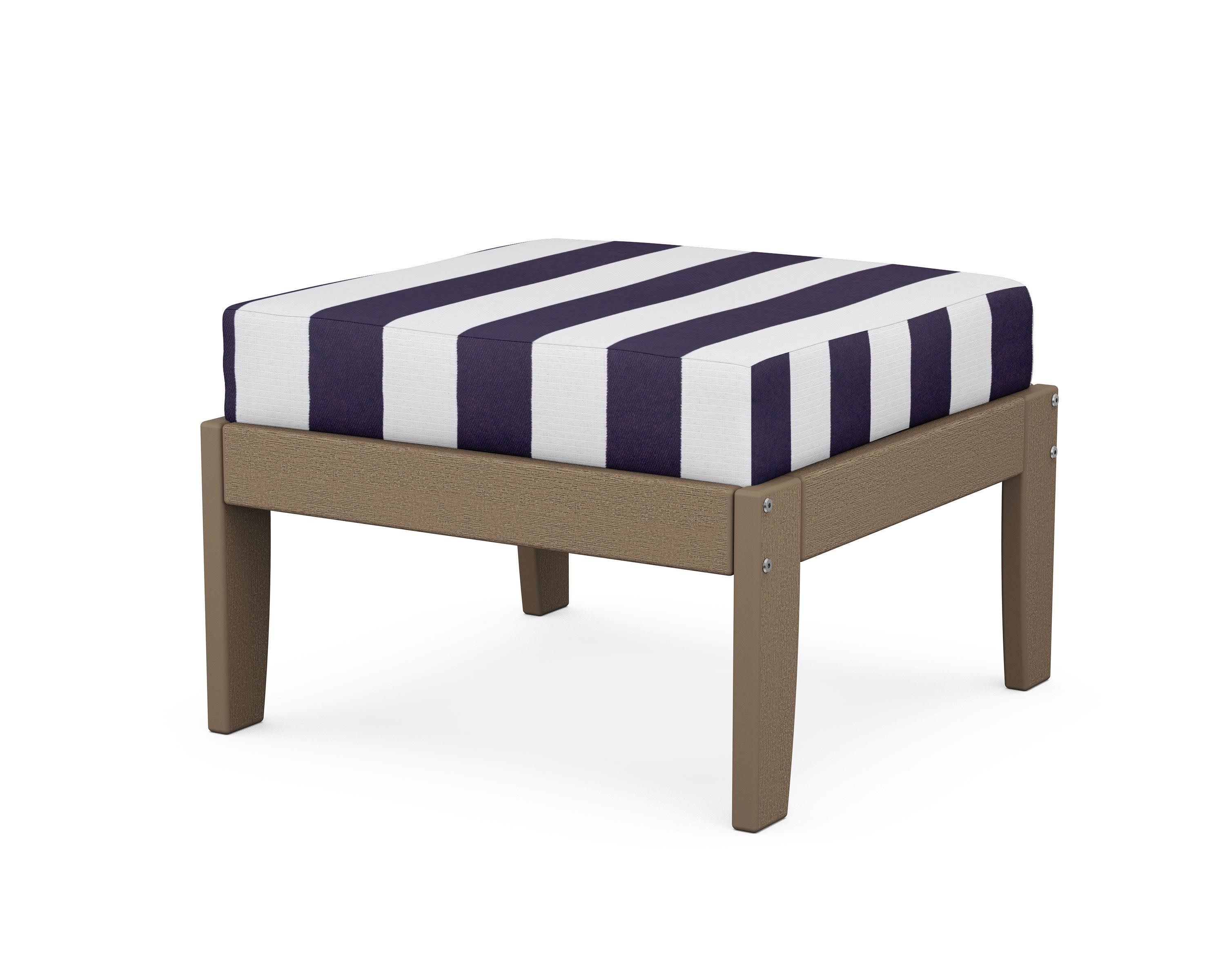 Modular Ottoman - Classic in Vintage Sahara / Cabana Stripe Navy