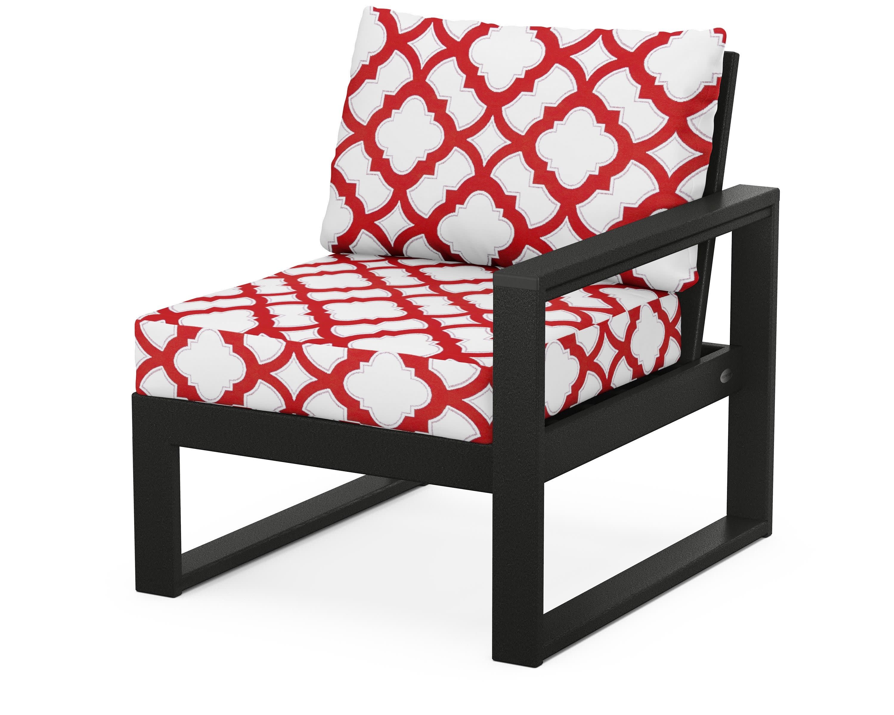 EDGE Modular Right Arm Chair in Black / Trellis Crimson